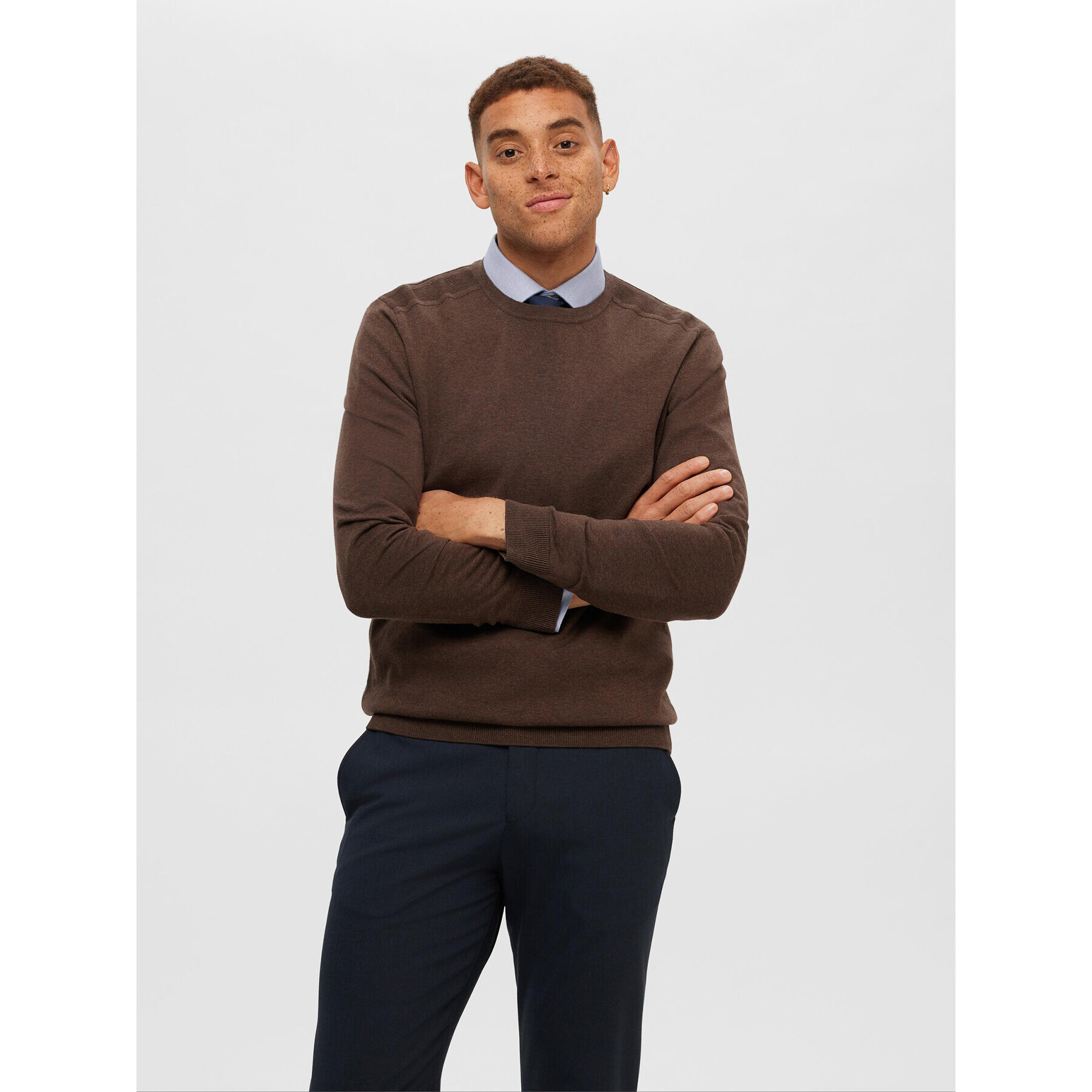 Selected Homme Пуловер 16074682 Кафяв Regular Fit - Pepit.bg