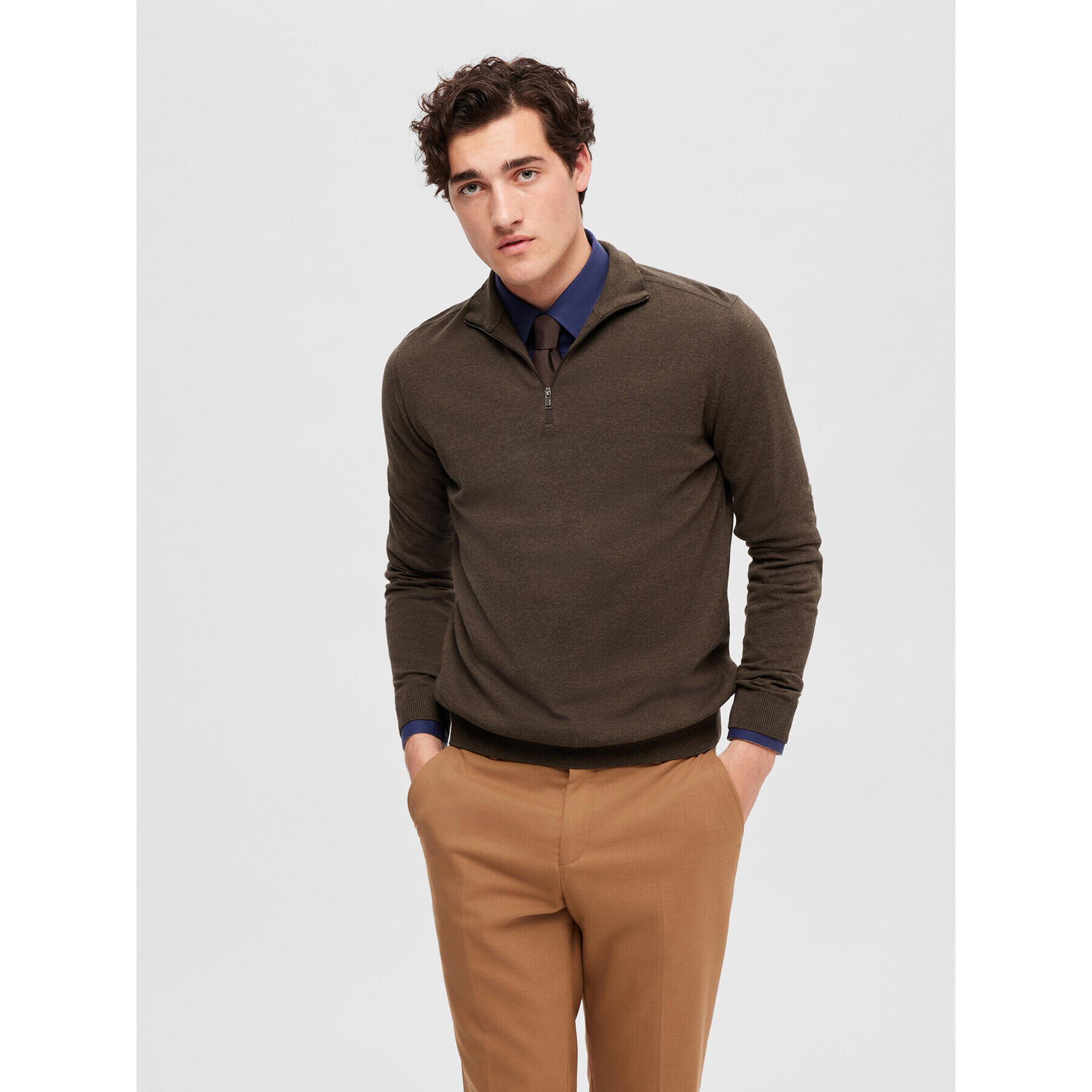 Selected Homme Пуловер 16074687 Кафяв Regular Fit - Pepit.bg