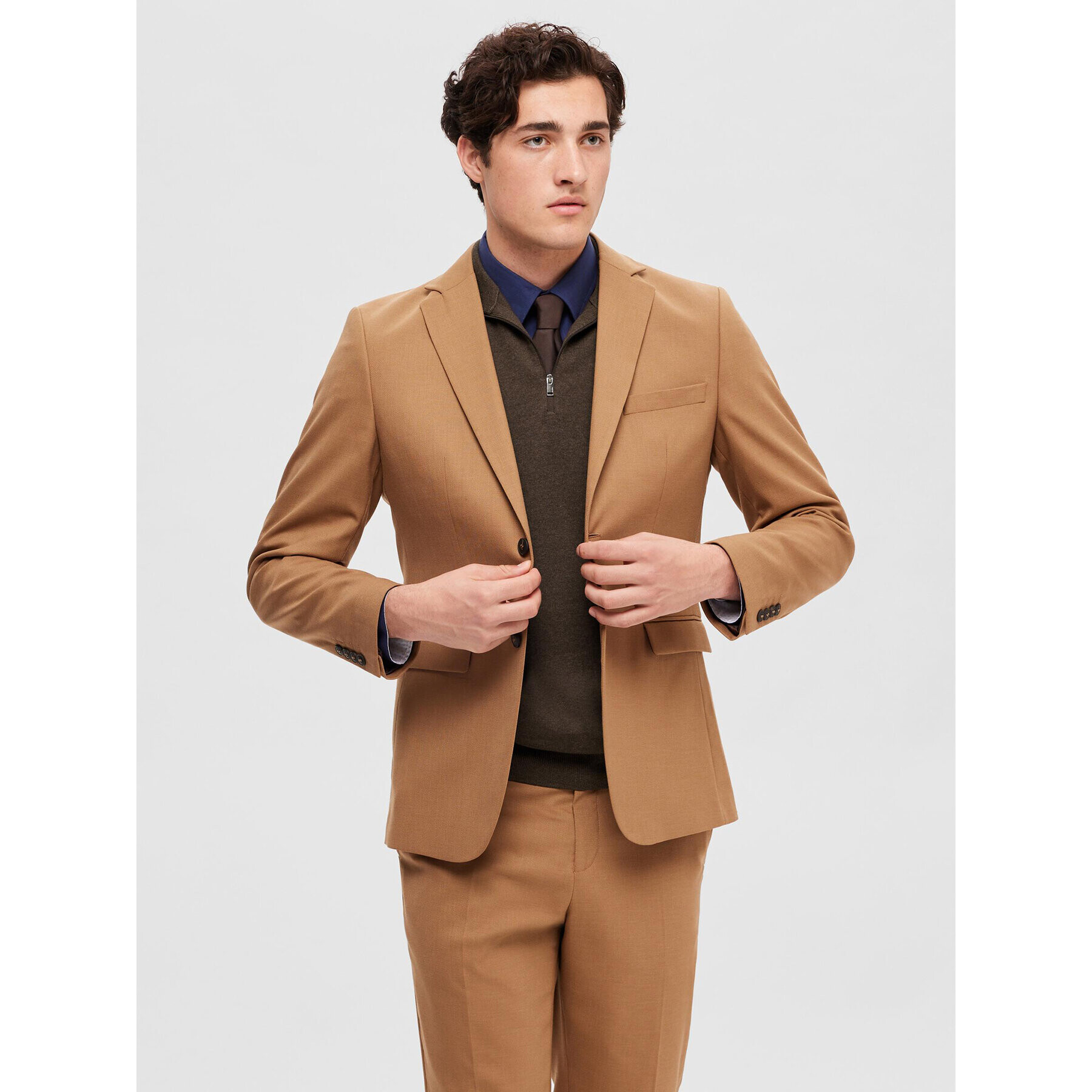 Selected Homme Пуловер 16074687 Кафяв Regular Fit - Pepit.bg