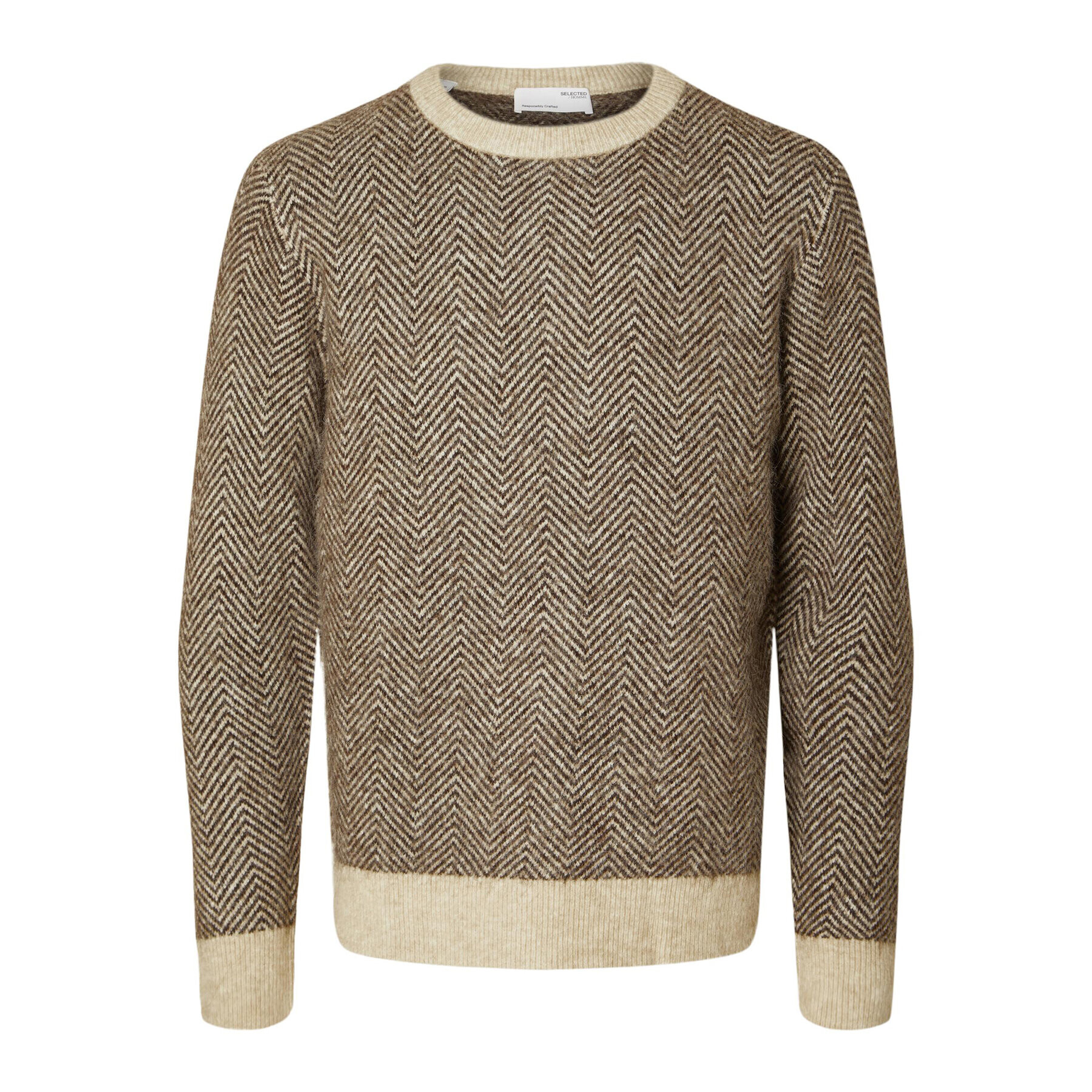 Selected Homme Пуловер 16086699 Кафяв Regular Fit - Pepit.bg