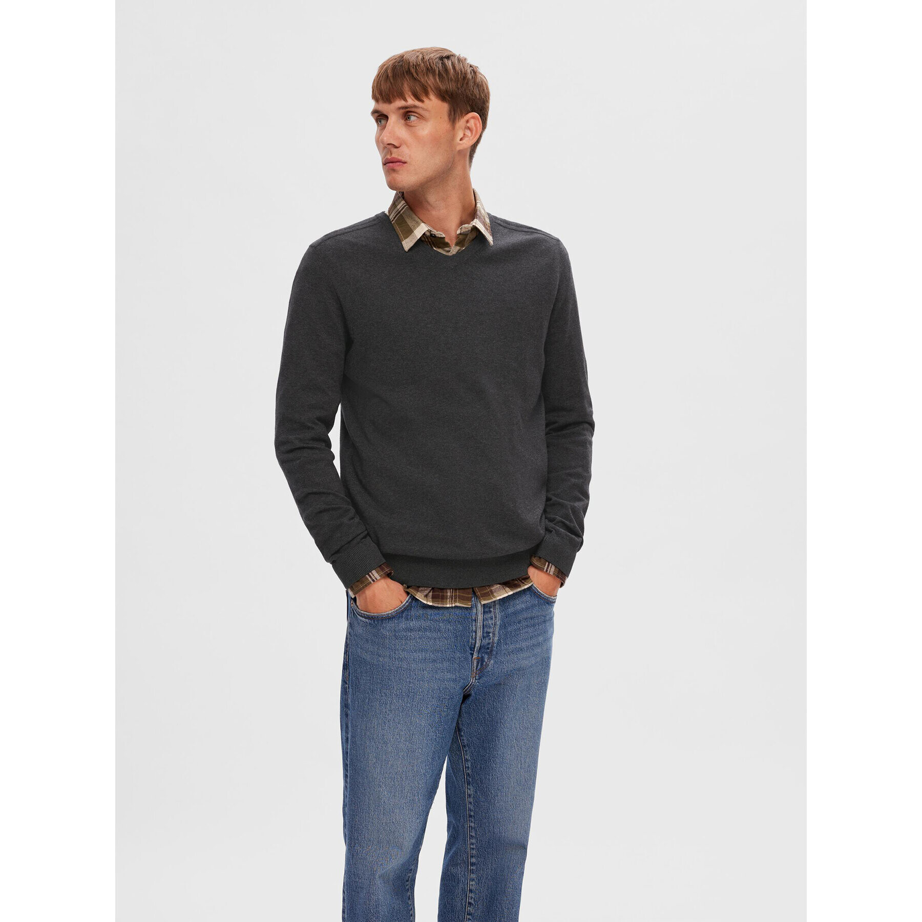 Selected Homme Пуловер 16090147 Сив Regular Fit - Pepit.bg
