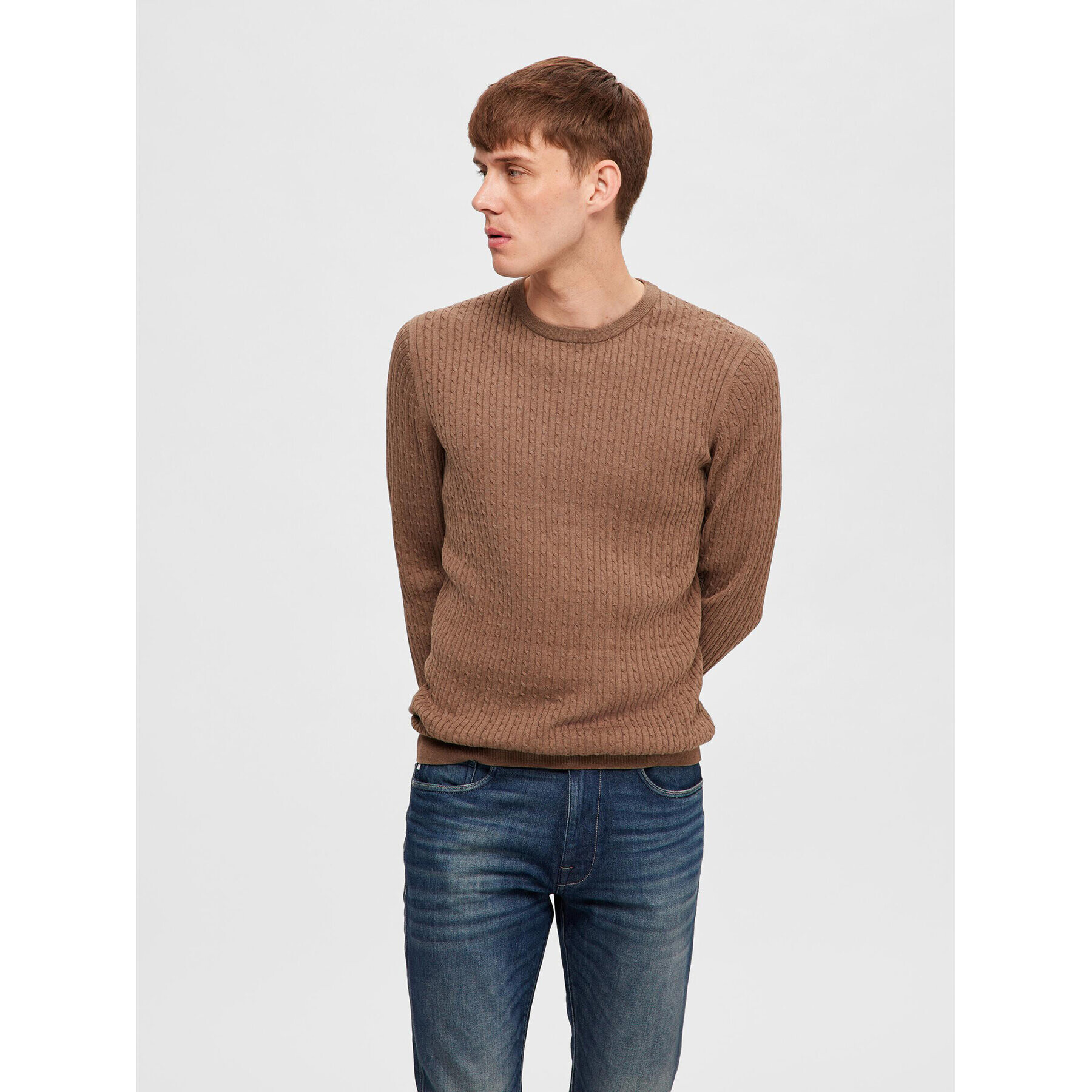 Selected Homme Пуловер 16090606 Кафяв Regular Fit - Pepit.bg