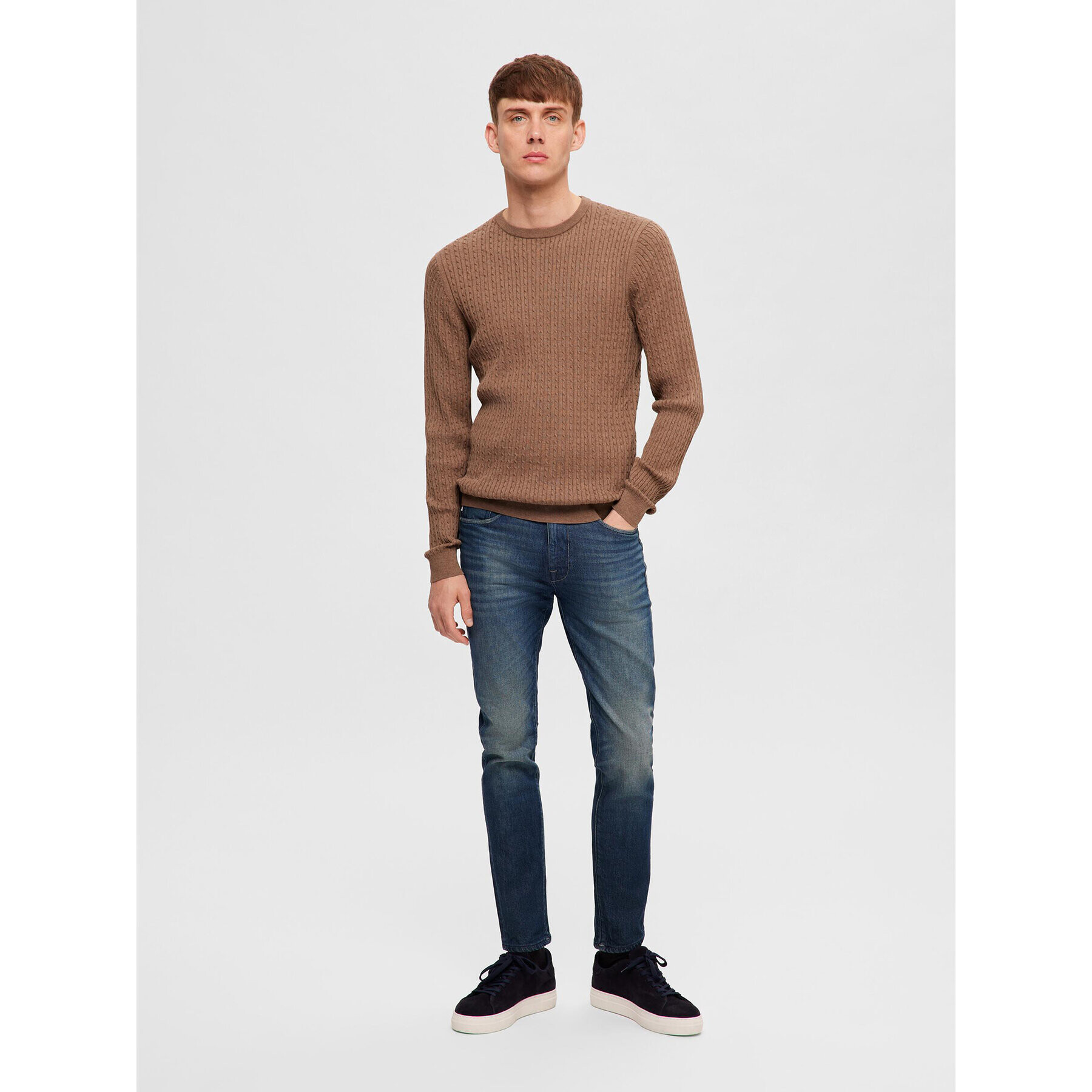 Selected Homme Пуловер 16090606 Кафяв Regular Fit - Pepit.bg