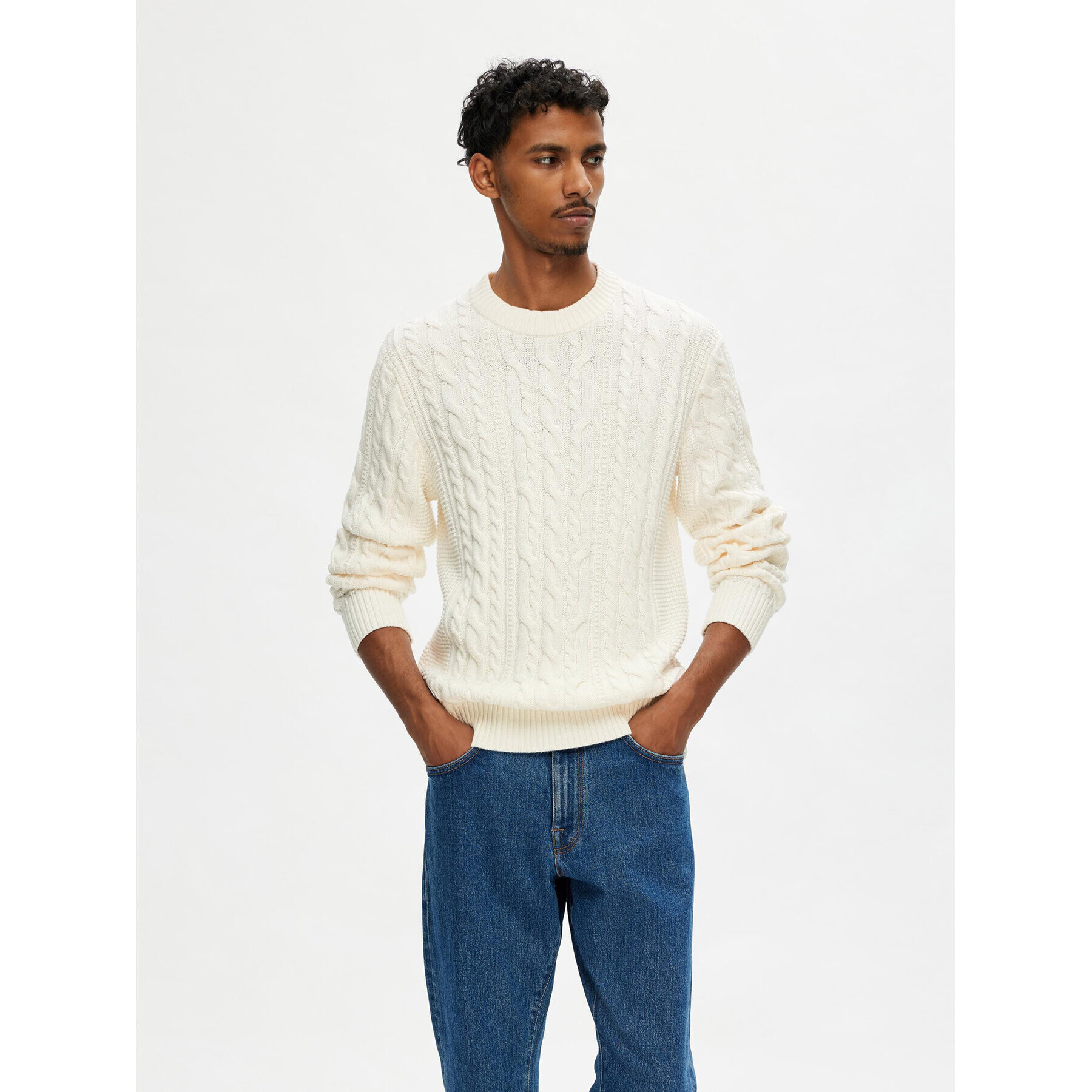 Selected Homme Пуловер 16090716 Екрю Regular Fit - Pepit.bg
