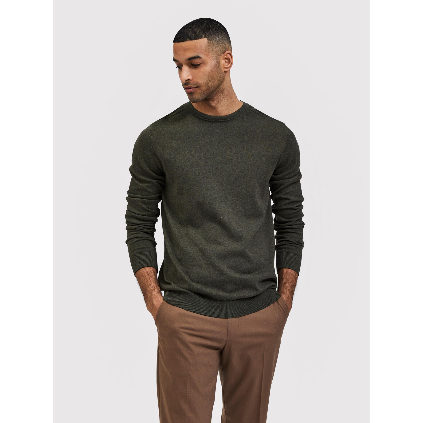 Selected Homme Пуловер Berg 16074682 Зелен Regular Fit - Pepit.bg