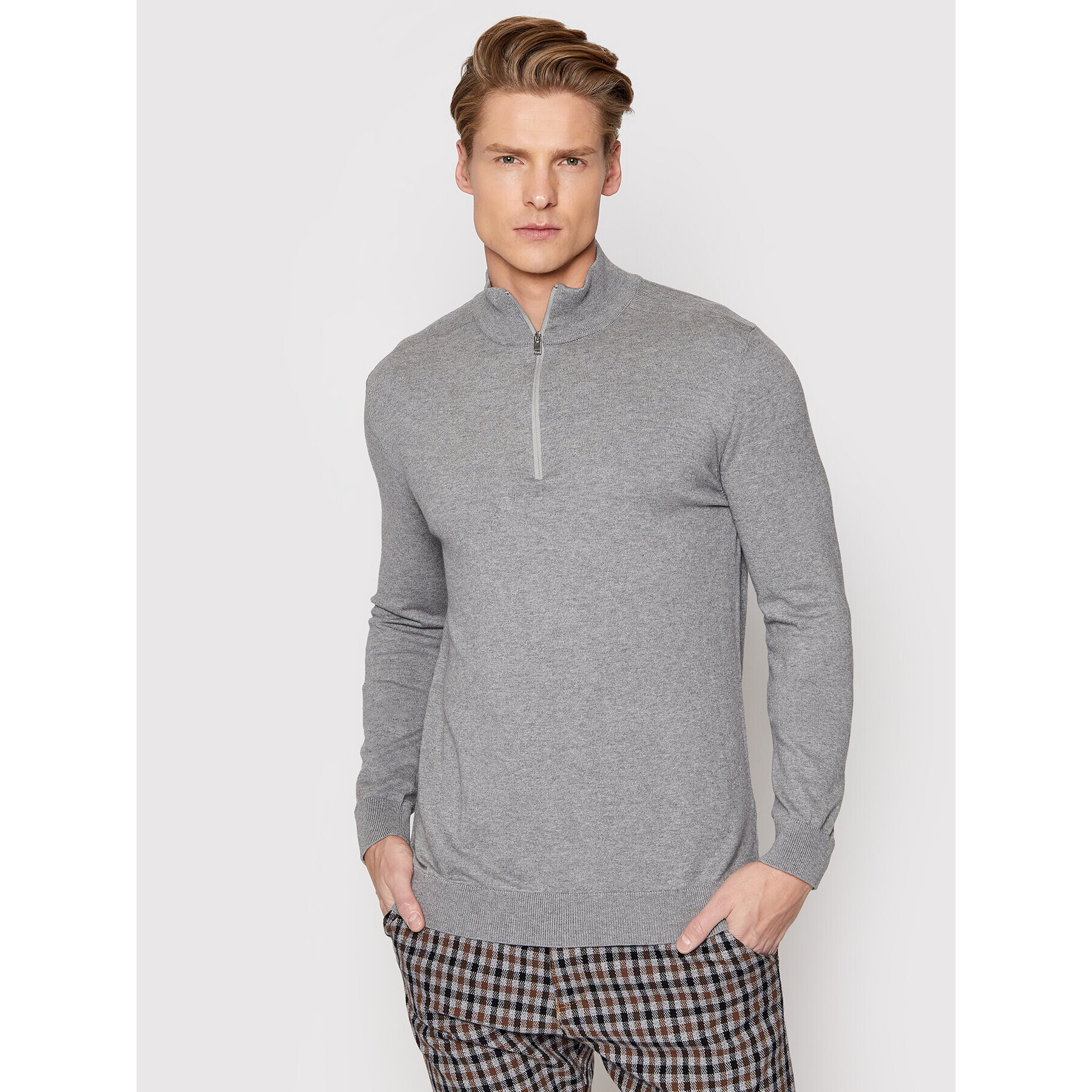 Selected Homme Пуловер Berg 16074687 Сив Regular Fit - Pepit.bg