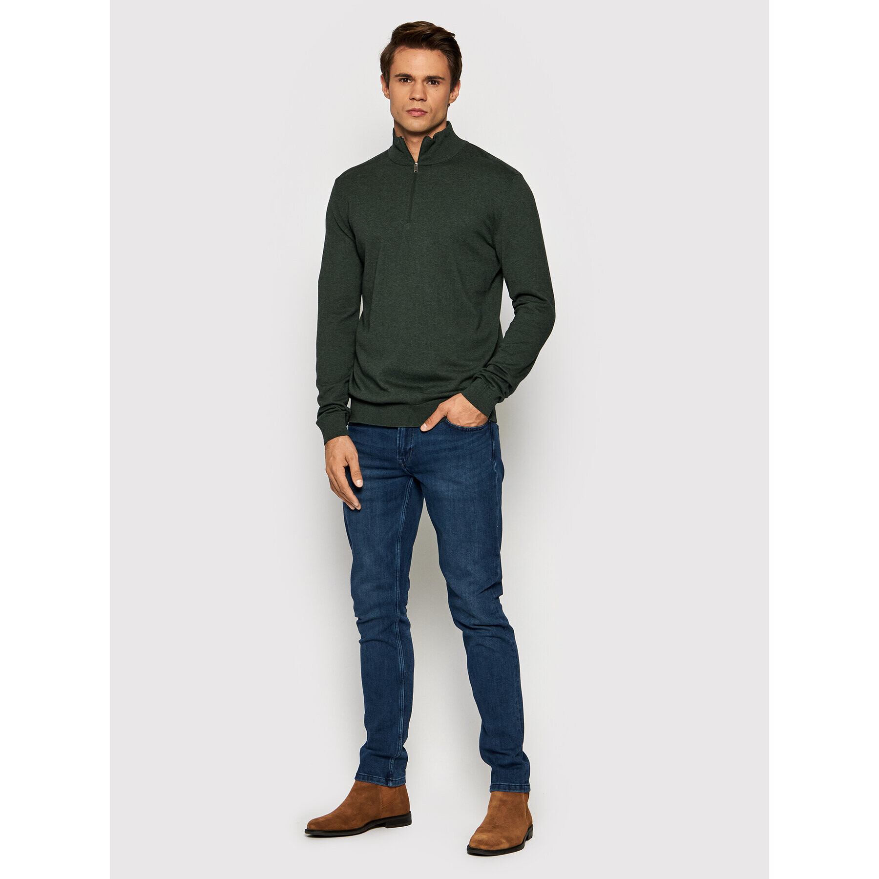 Selected Homme Пуловер Berg 16074687 Зелен Regular Fit - Pepit.bg