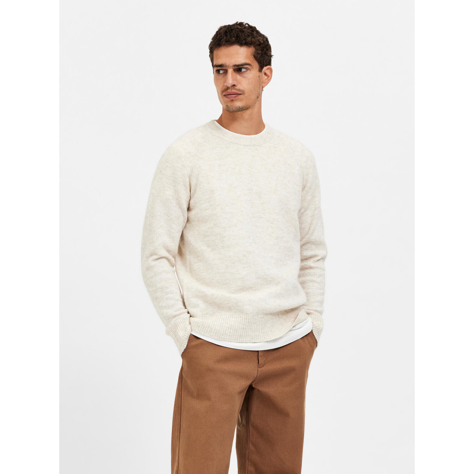 Selected Homme Пуловер Rai 16086699 Бежов Regular Fit - Pepit.bg