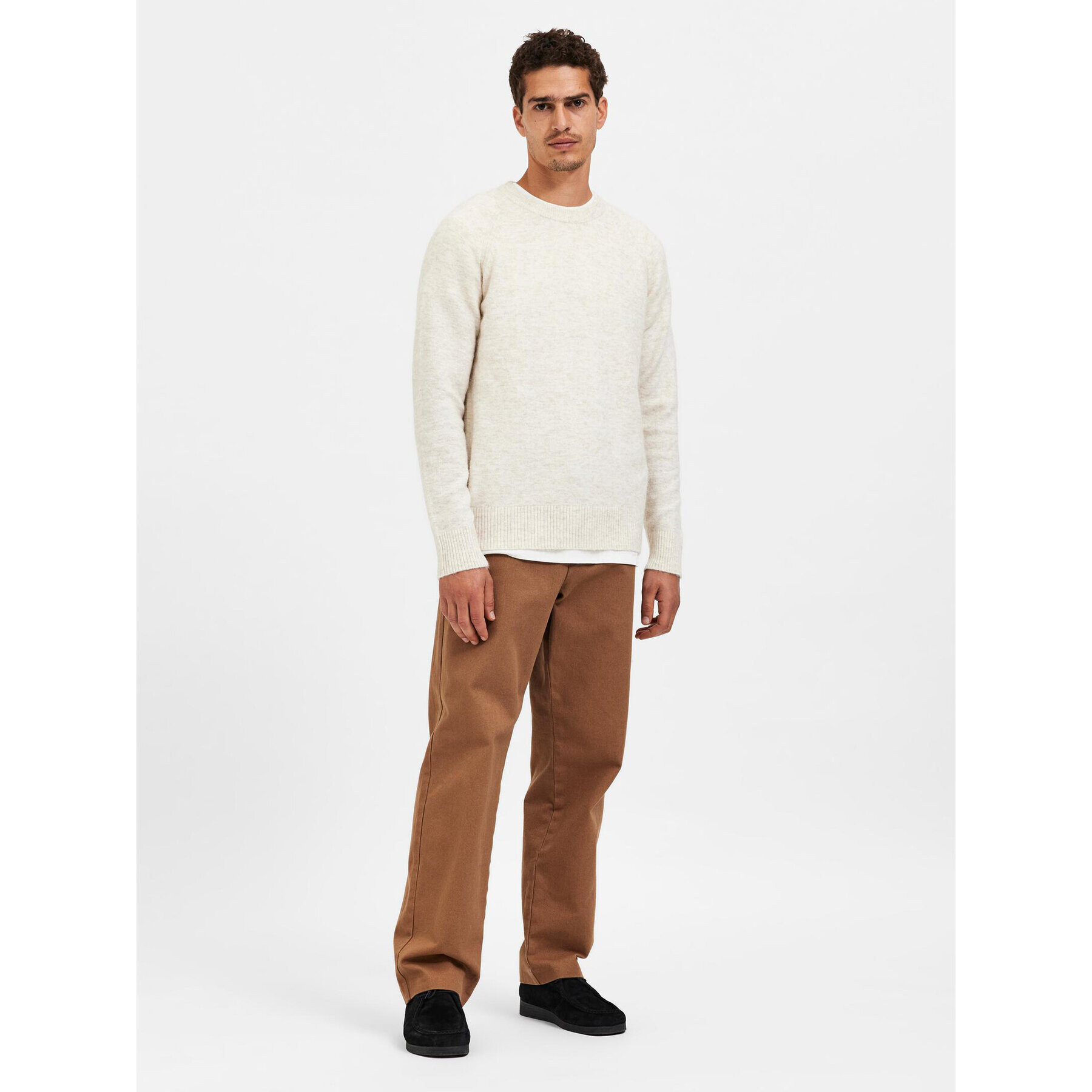 Selected Homme Пуловер Rai 16086699 Бежов Regular Fit - Pepit.bg