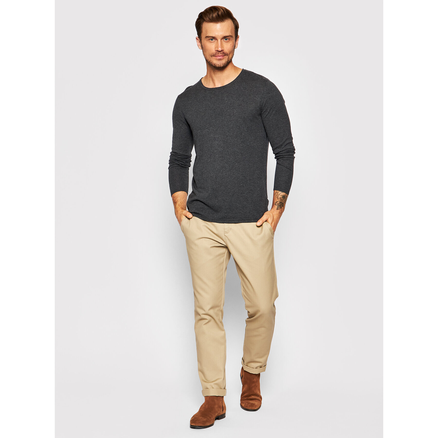 Selected Homme Пуловер Rome 16079774 Сив Regular Fit - Pepit.bg