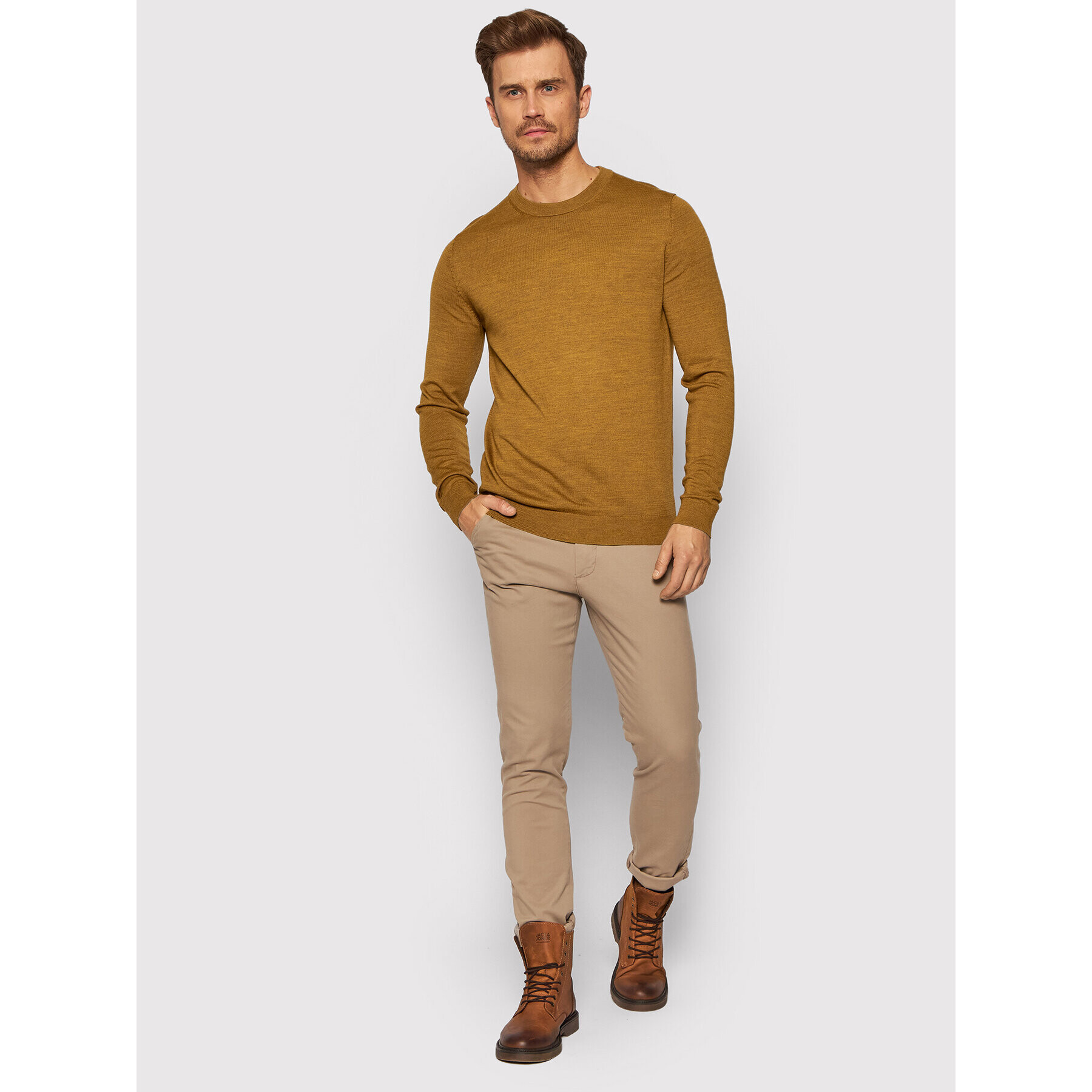 Selected Homme Пуловер Town 16079772 Кафяв Regular Fit - Pepit.bg