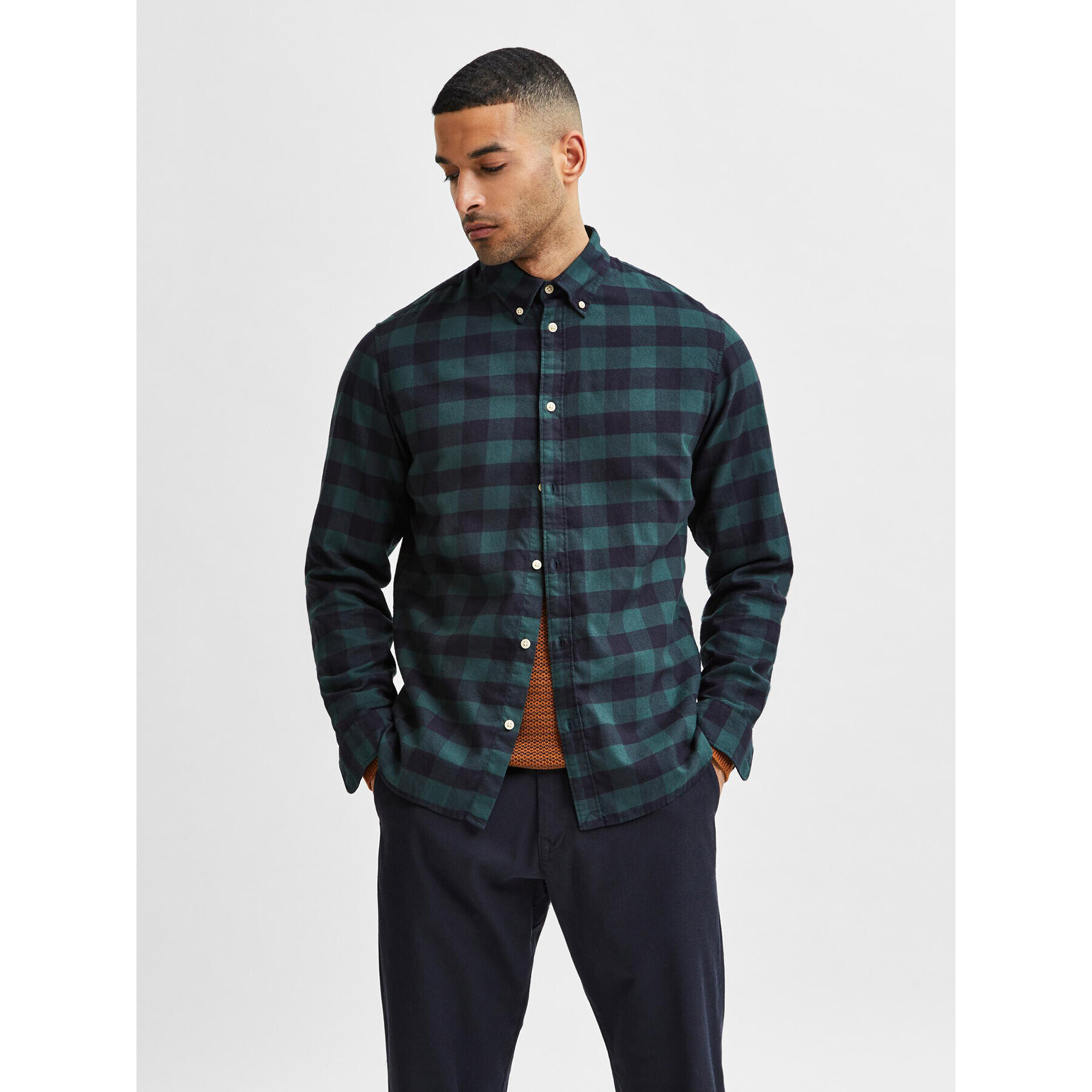 Selected Homme Риза 16074464 Зелен Slim Fit - Pepit.bg