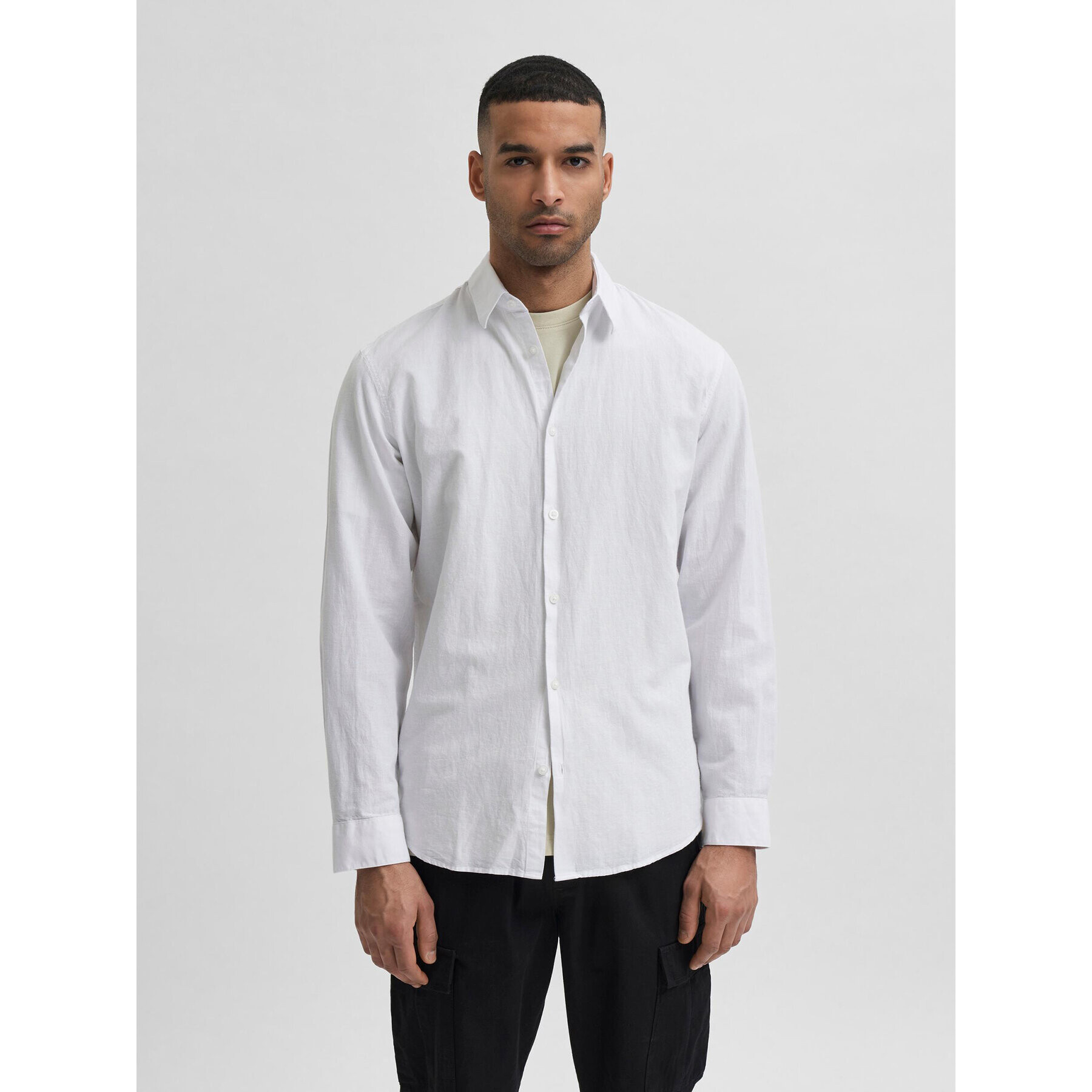 Selected Homme Риза 16078867 Бял Slim Fit - Pepit.bg