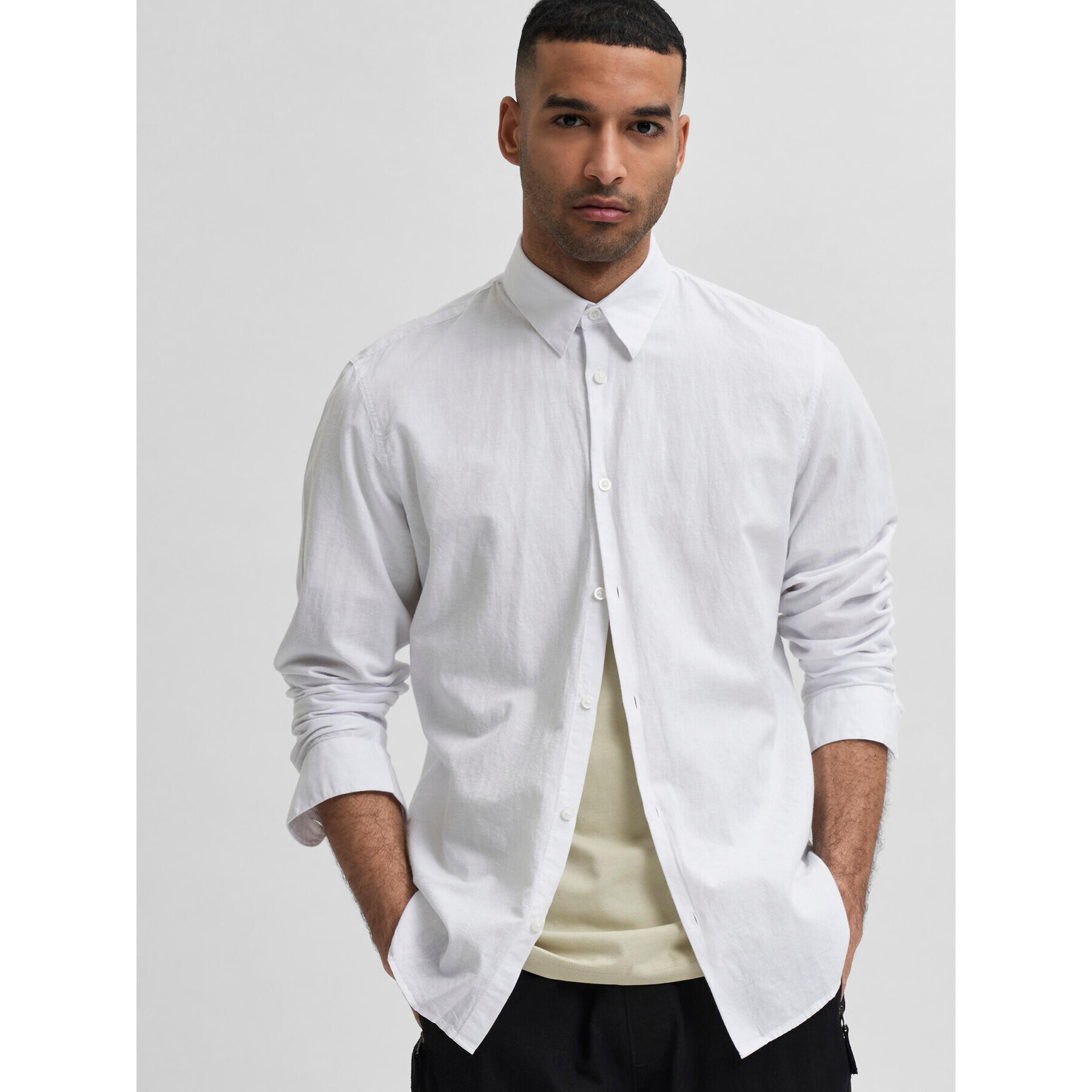 Selected Homme Риза 16078867 Бял Slim Fit - Pepit.bg