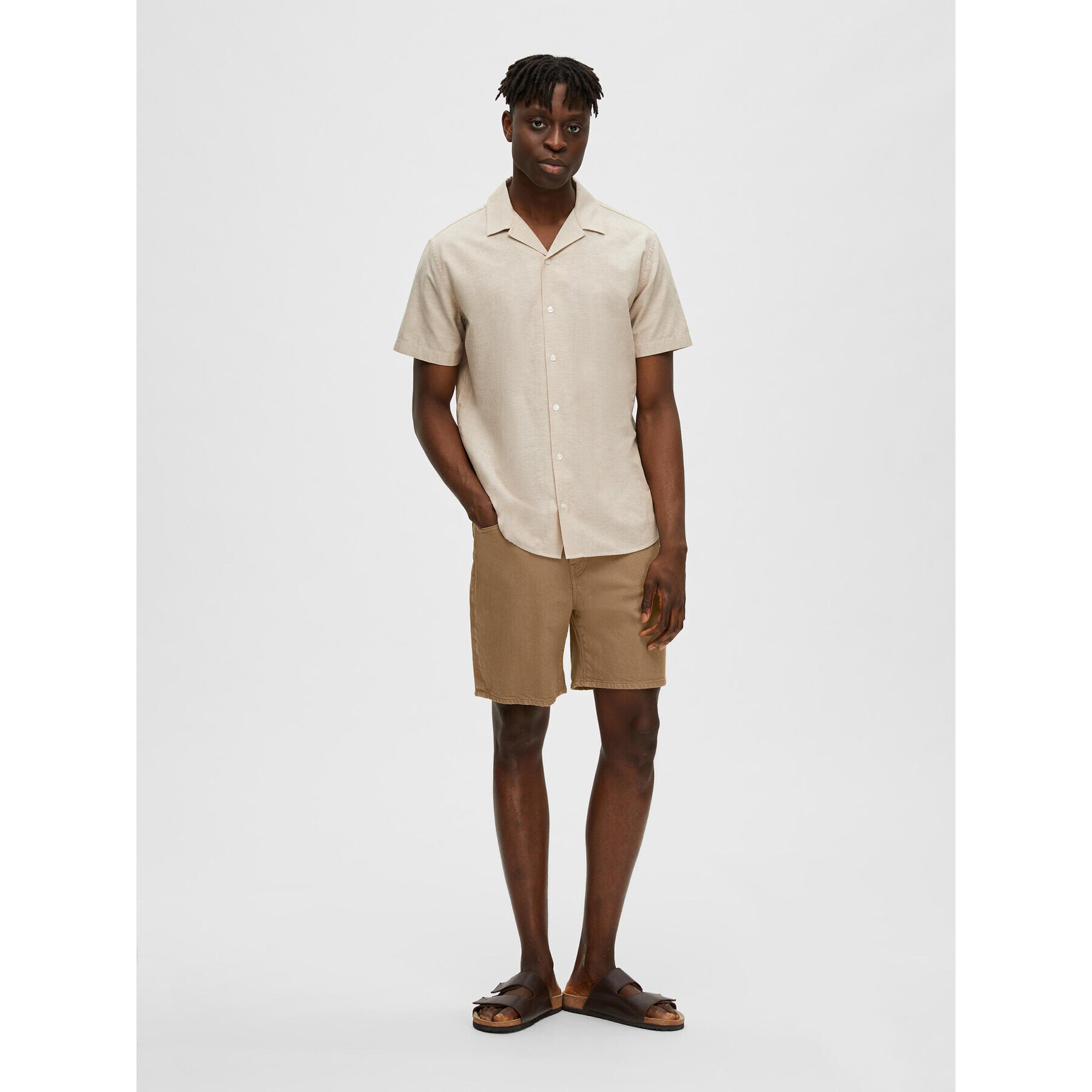 Selected Homme Риза 16079055 Бежов Regular Fit - Pepit.bg