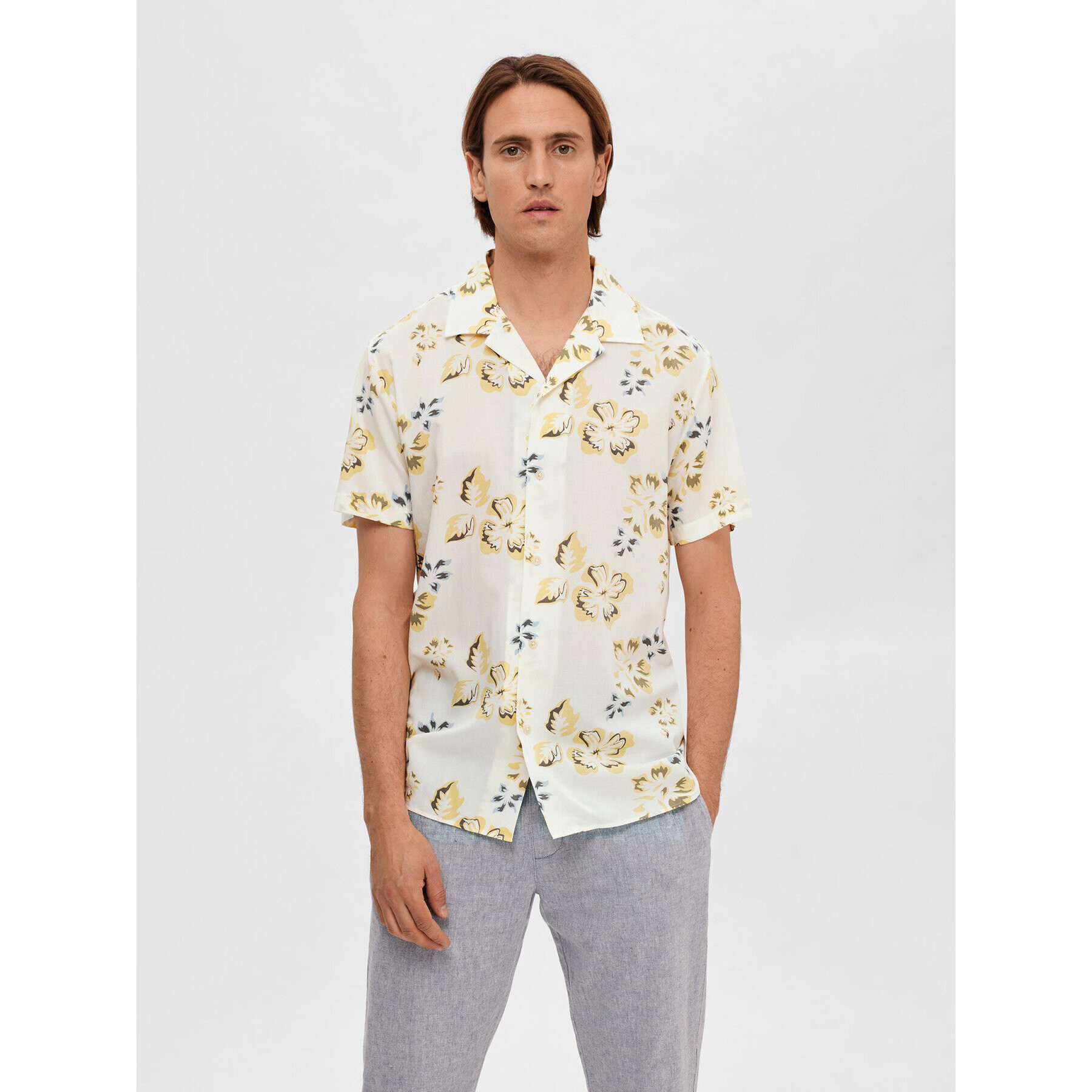 Selected Homme Риза 16083565 Бял Regular Fit - Pepit.bg