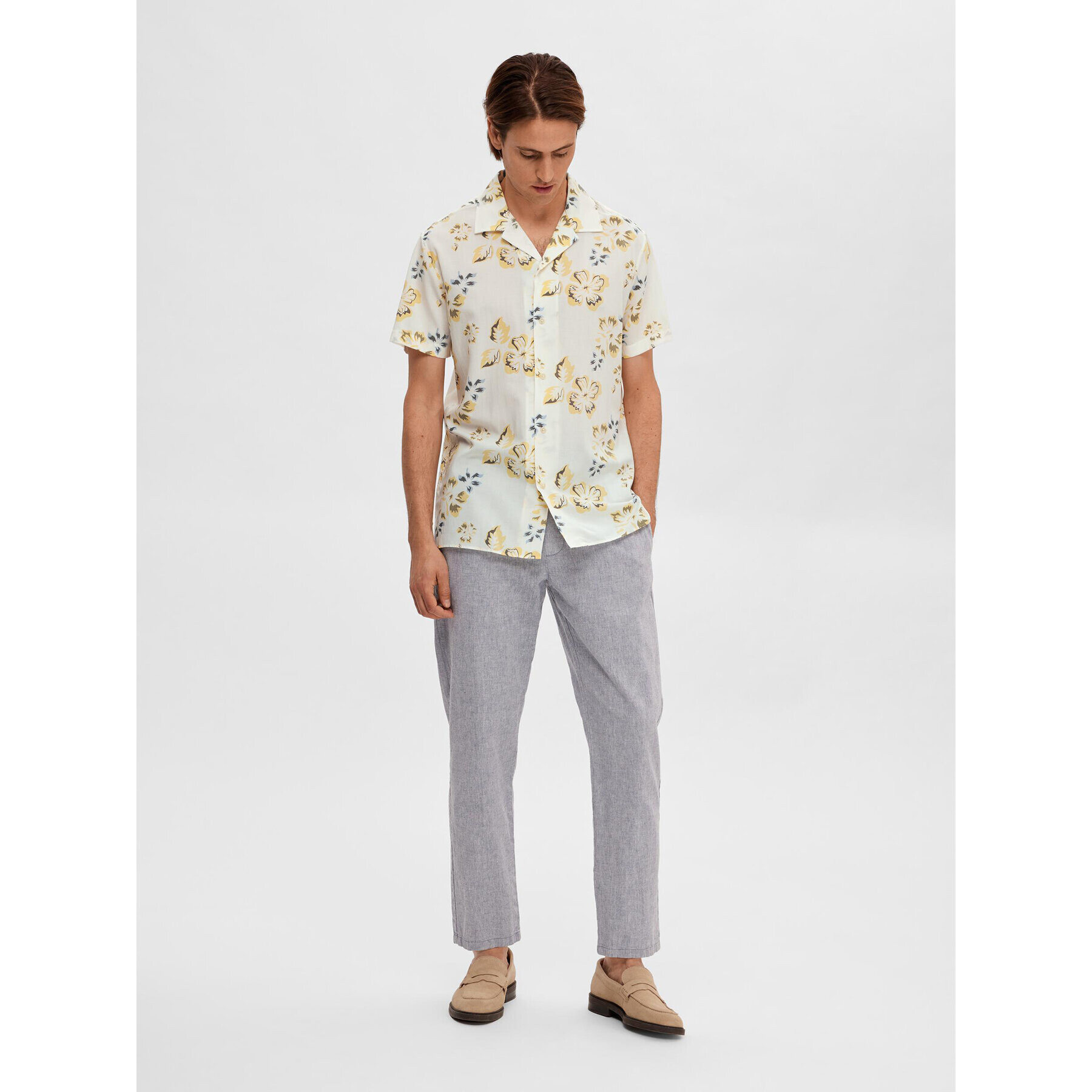 Selected Homme Риза 16083565 Бял Regular Fit - Pepit.bg