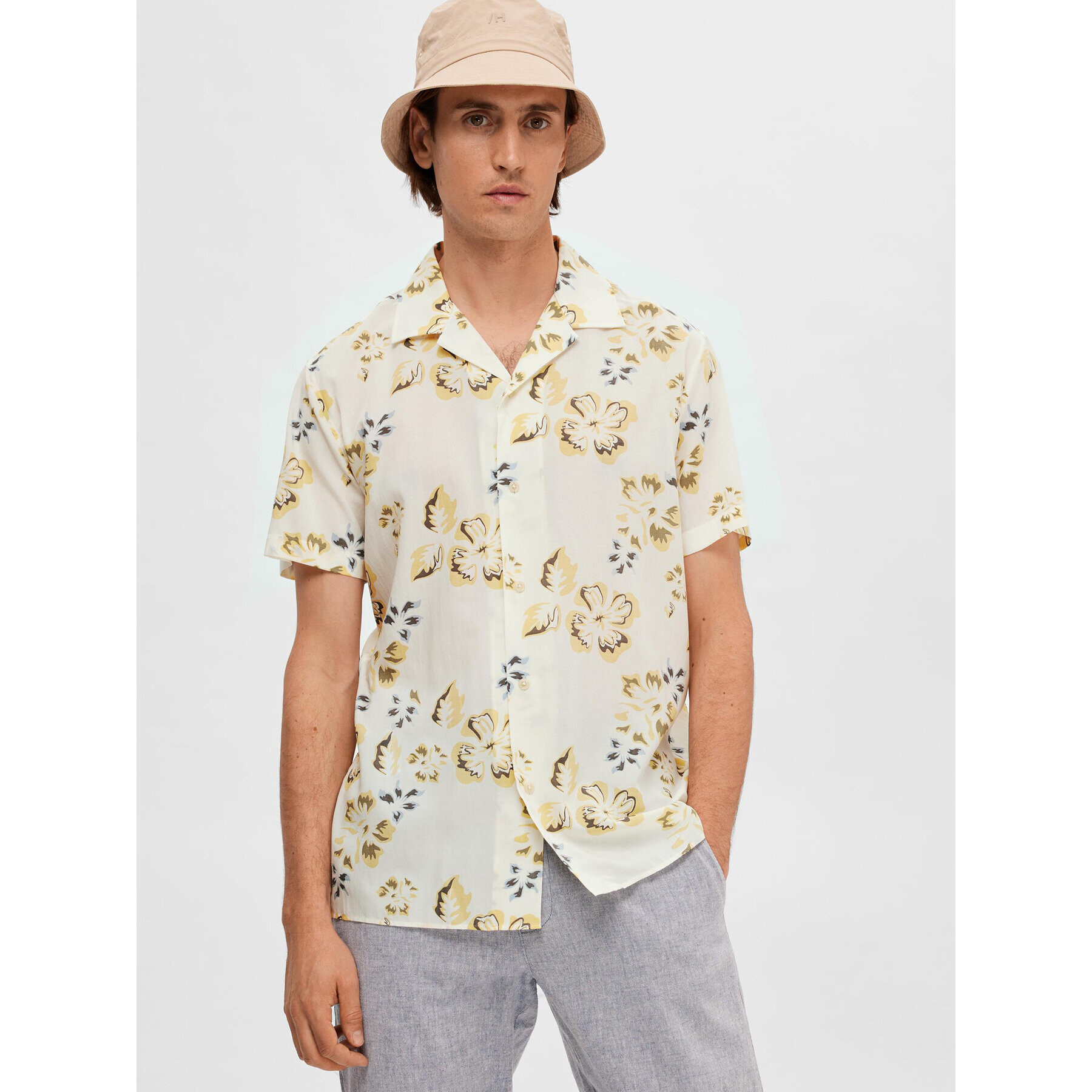 Selected Homme Риза 16083565 Бял Regular Fit - Pepit.bg