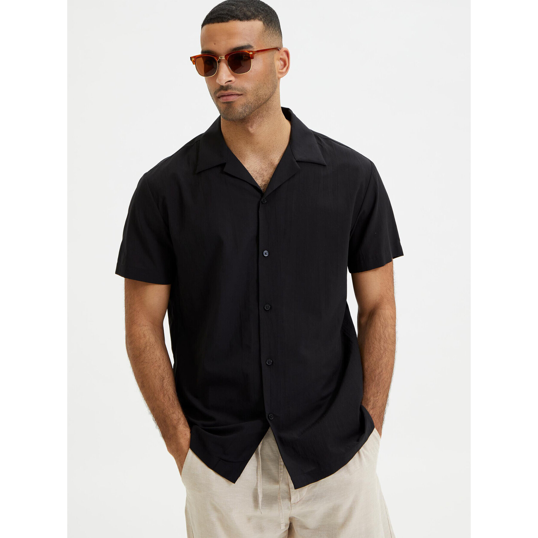Selected Homme Риза 16084639 Черен Regular Fit - Pepit.bg