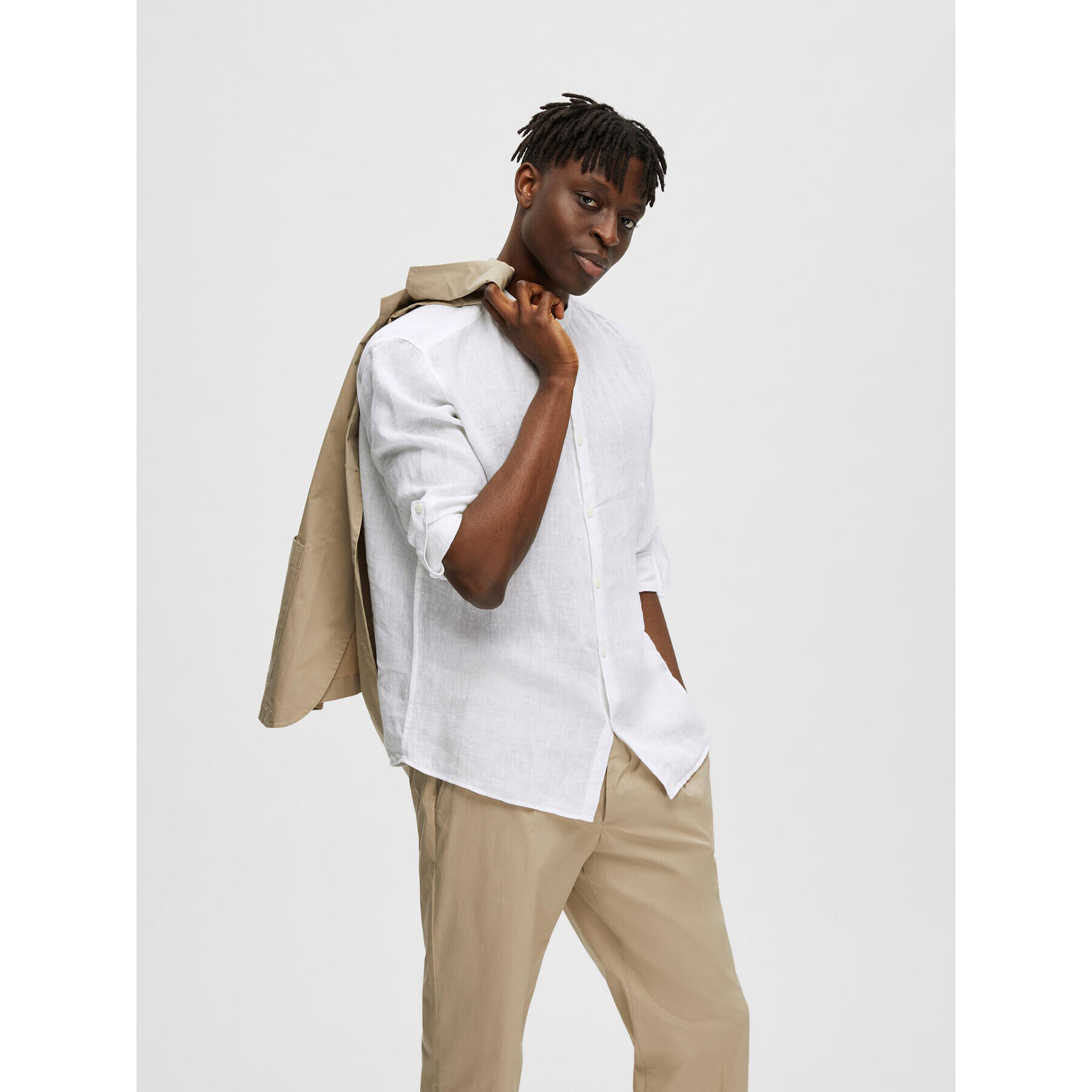 Selected Homme Риза 16088372 Бял Regular Fit - Pepit.bg