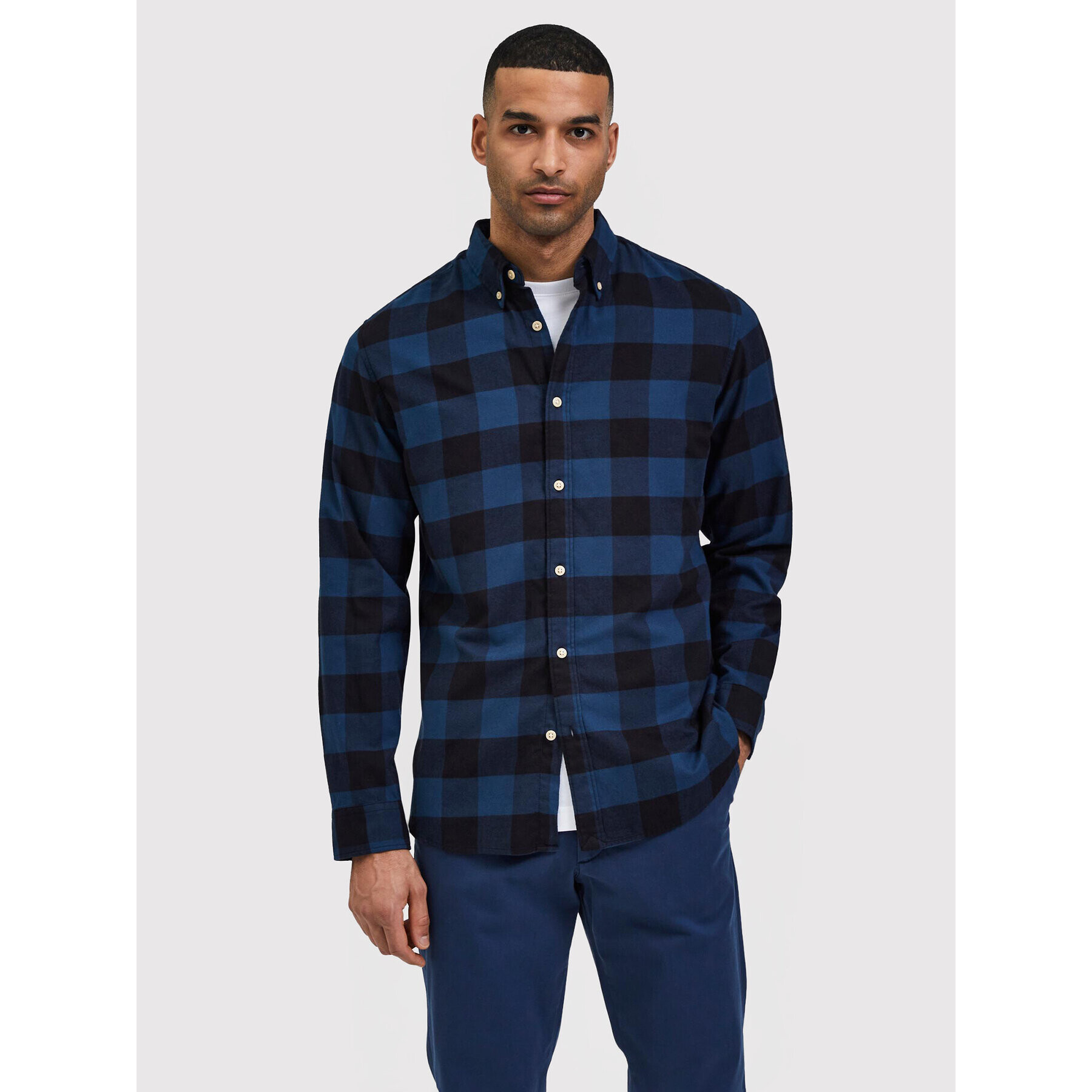 Selected Homme Риза Flannel 16074464 Тъмносин Slim Fit - Pepit.bg