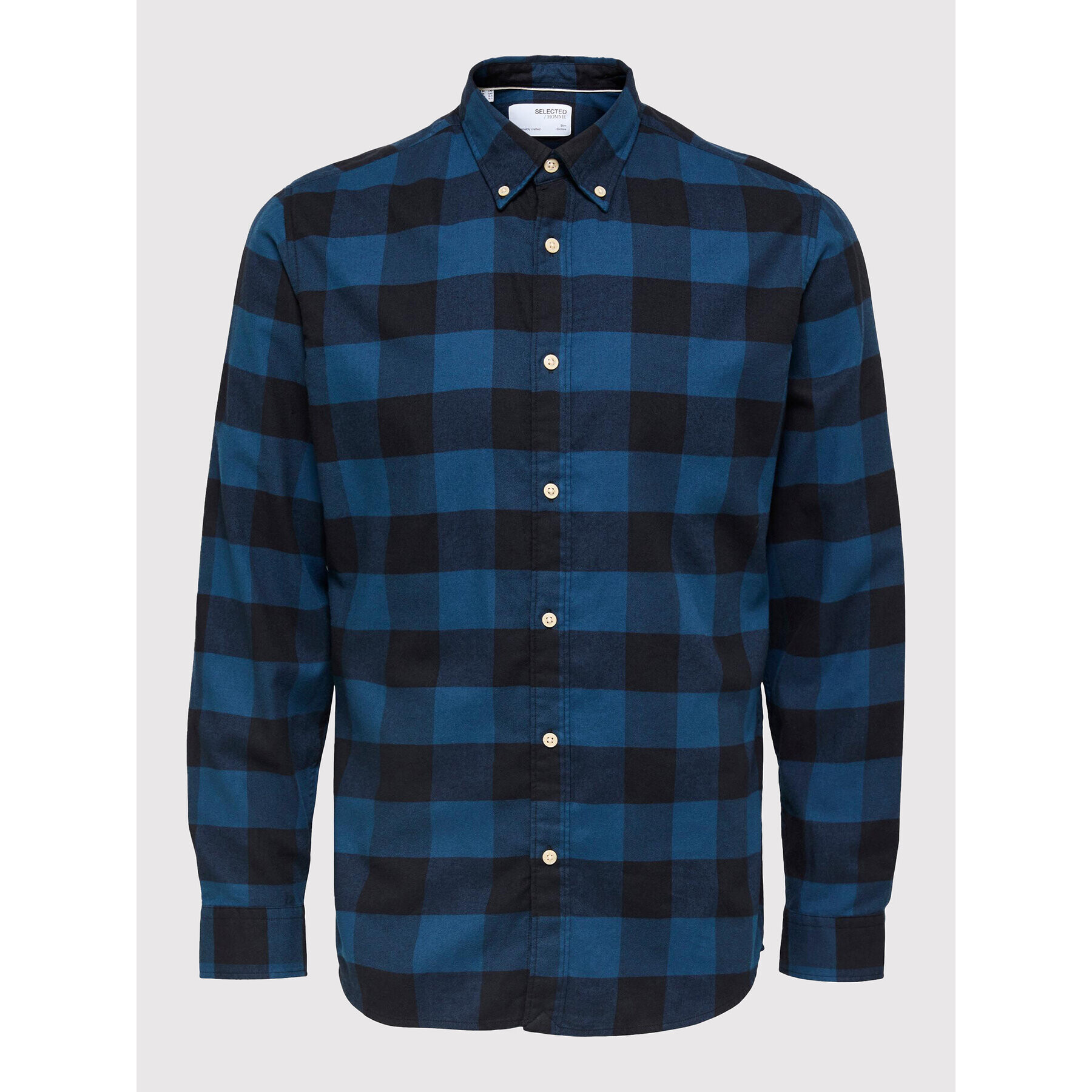 Selected Homme Риза Flannel 16074464 Тъмносин Slim Fit - Pepit.bg