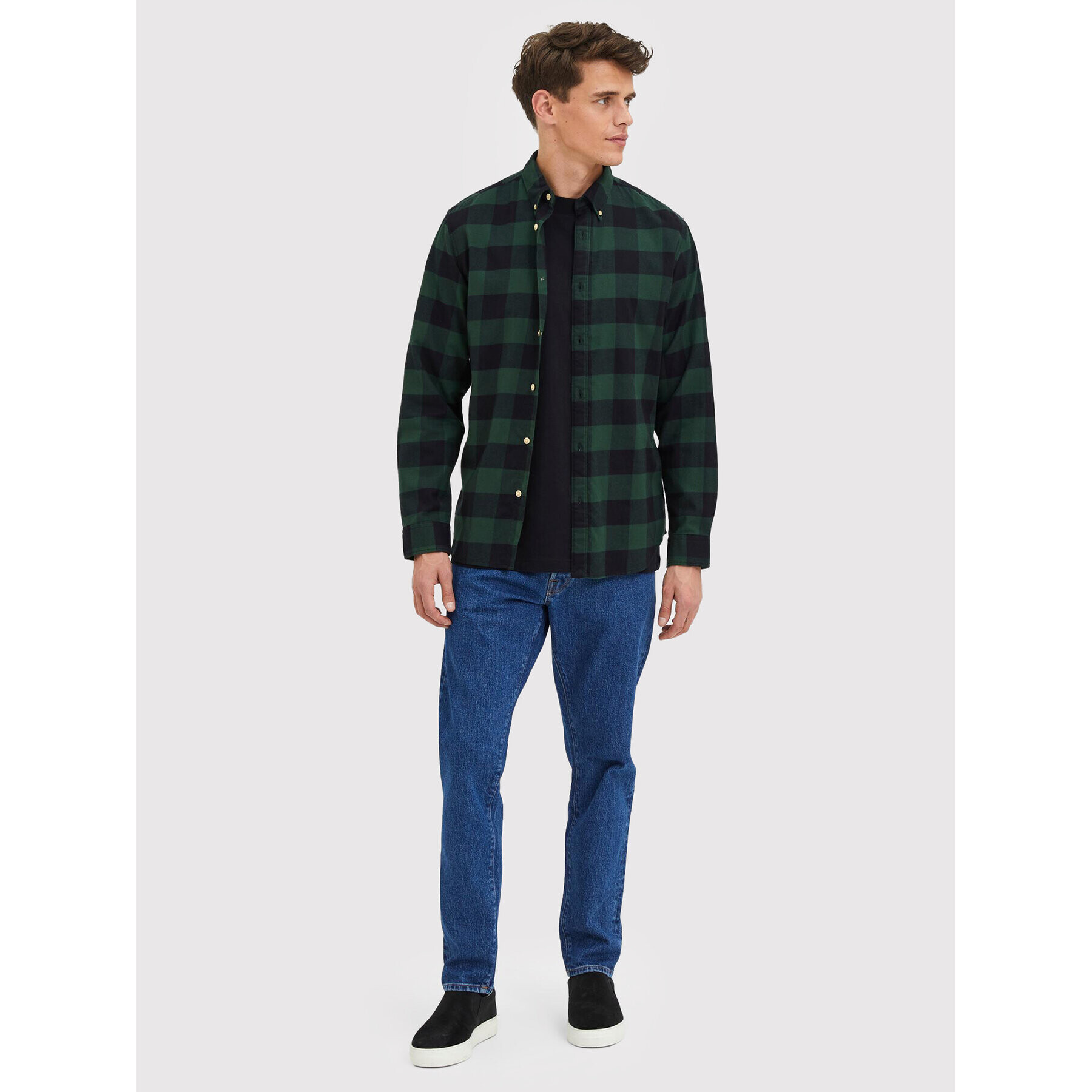 Selected Homme Риза Flannel 16074464 Зелен Slim Fit - Pepit.bg