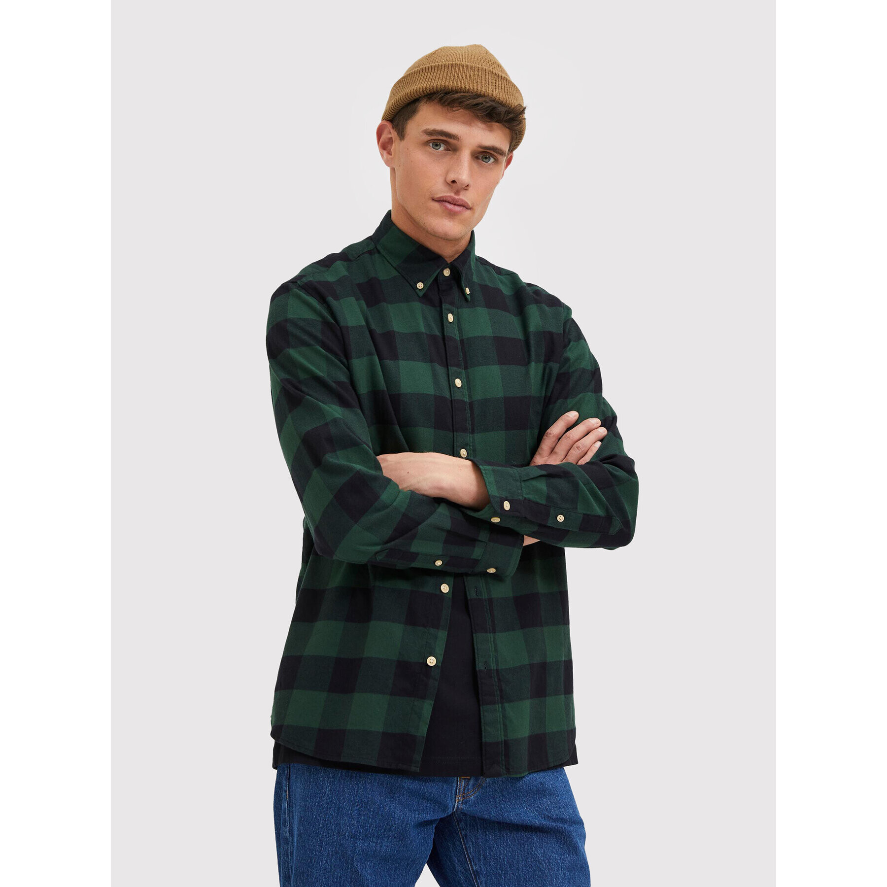 Selected Homme Риза Flannel 16074464 Зелен Slim Fit - Pepit.bg