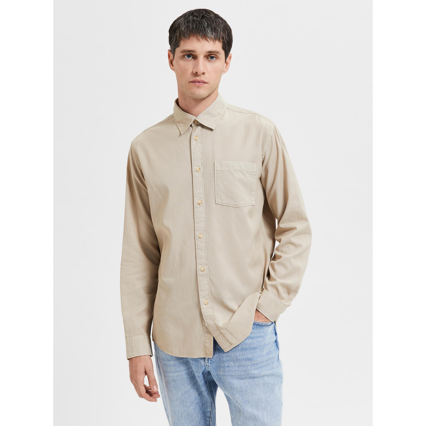 Selected Homme Риза Pastel 16087722 Бежов Regular Fit - Pepit.bg
