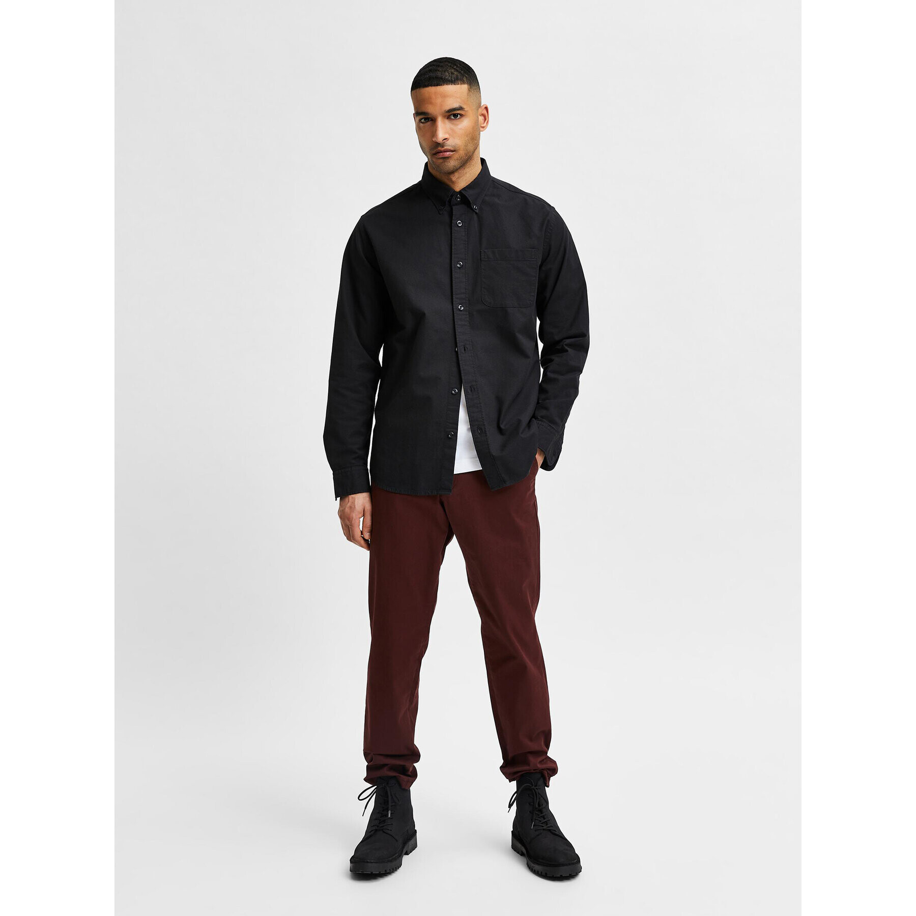 Selected Homme Риза Rick 16077359 Черен Regular Fit - Pepit.bg