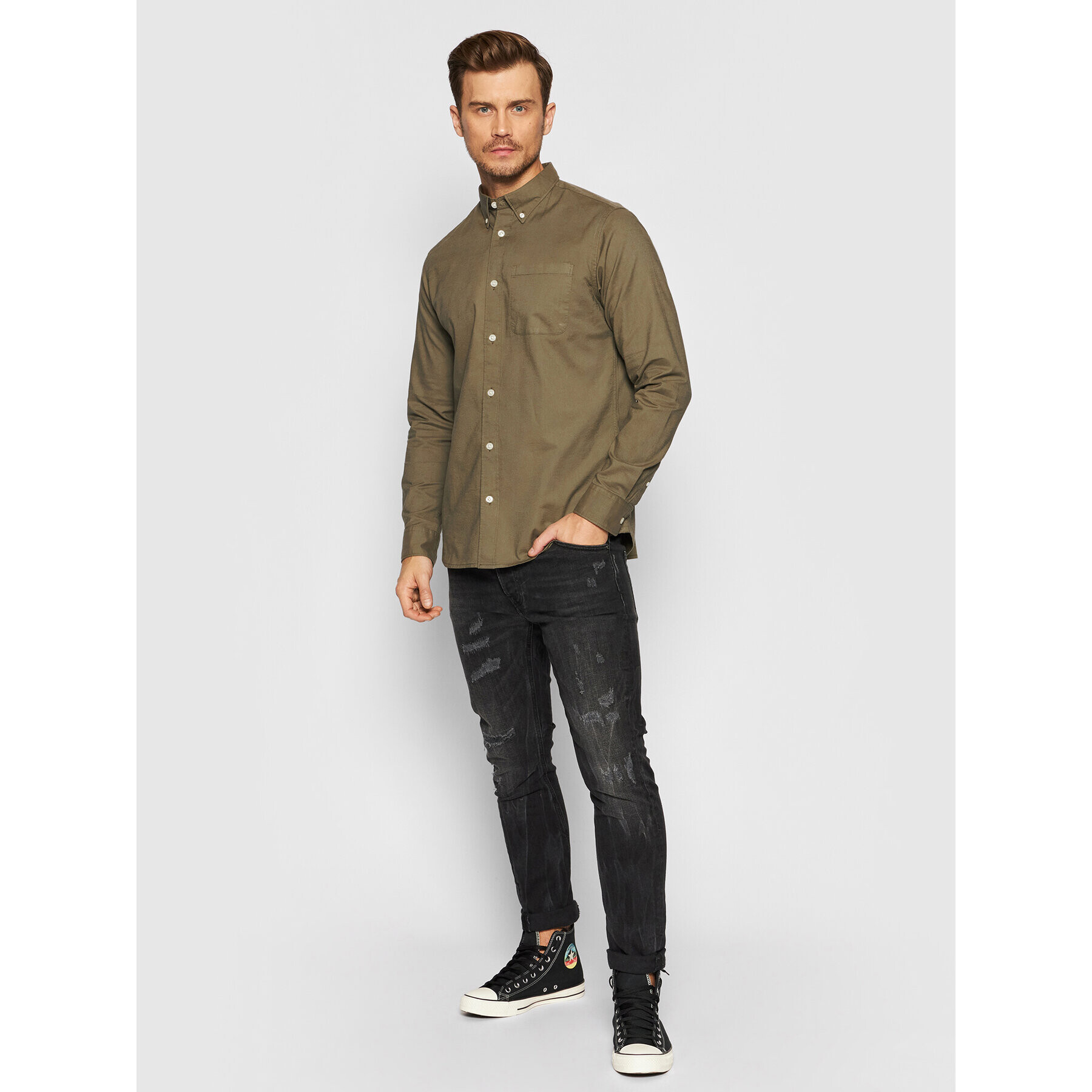Selected Homme Риза Rick 16077359 Зелен Regular Fit - Pepit.bg
