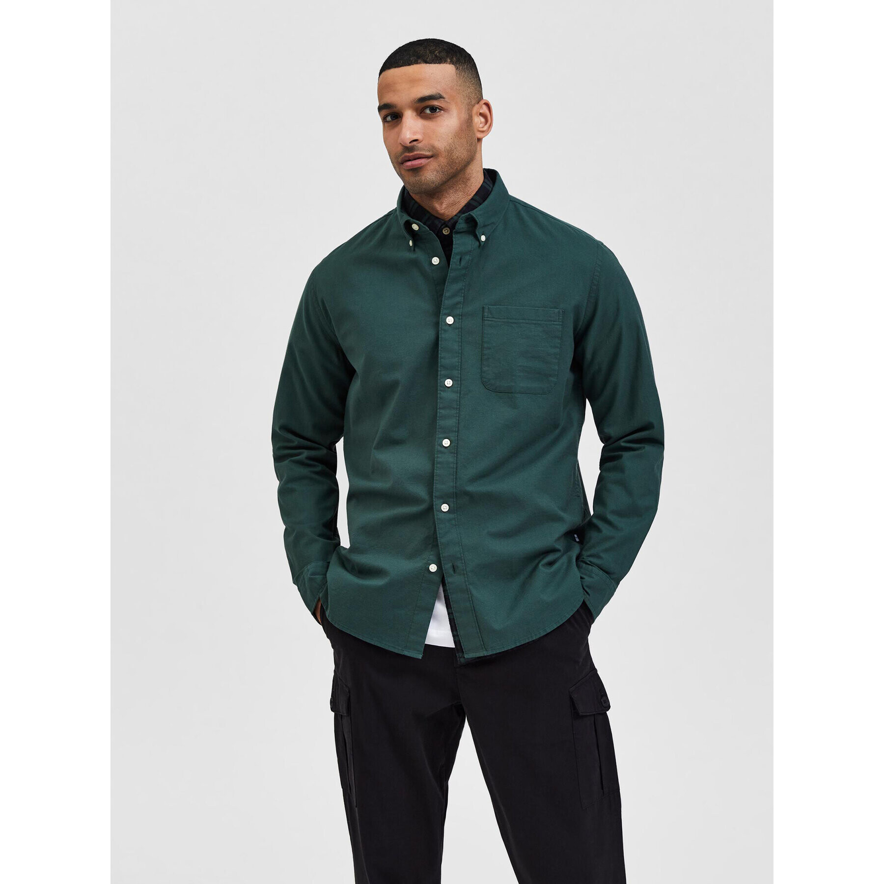 Selected Homme Риза Rick 16077359 Зелен Regular Fit - Pepit.bg