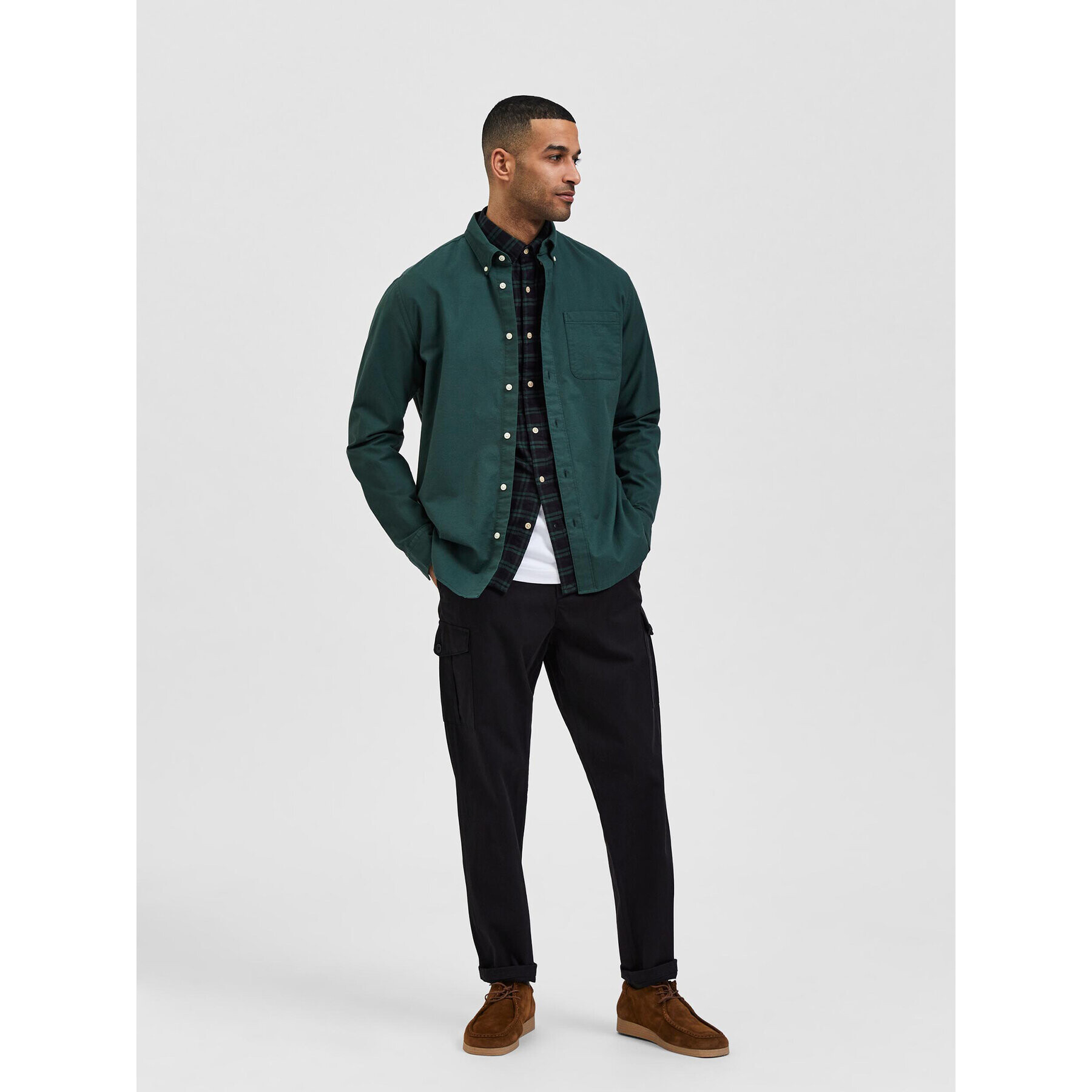 Selected Homme Риза Rick 16077359 Зелен Regular Fit - Pepit.bg