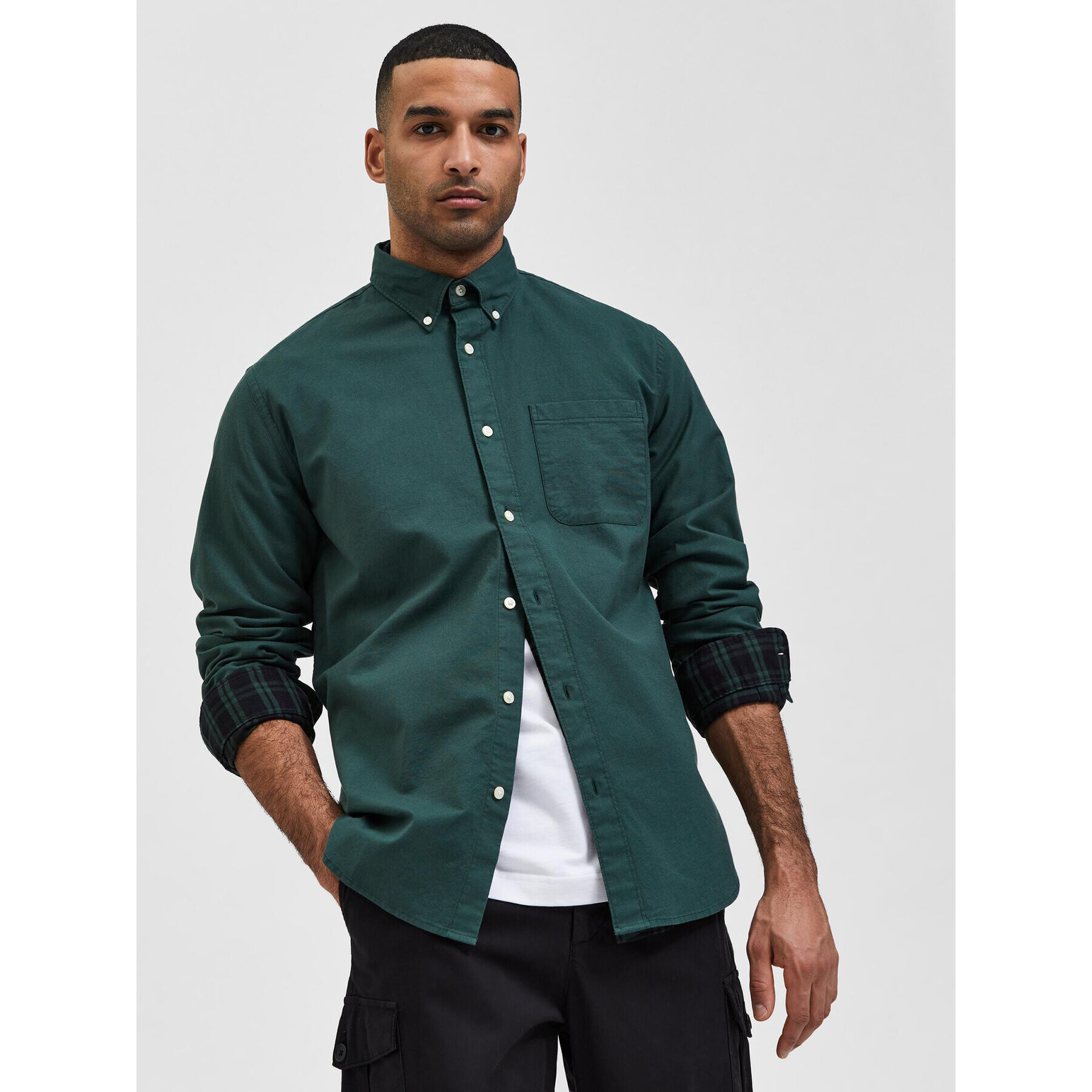 Selected Homme Риза Rick 16077359 Зелен Regular Fit - Pepit.bg