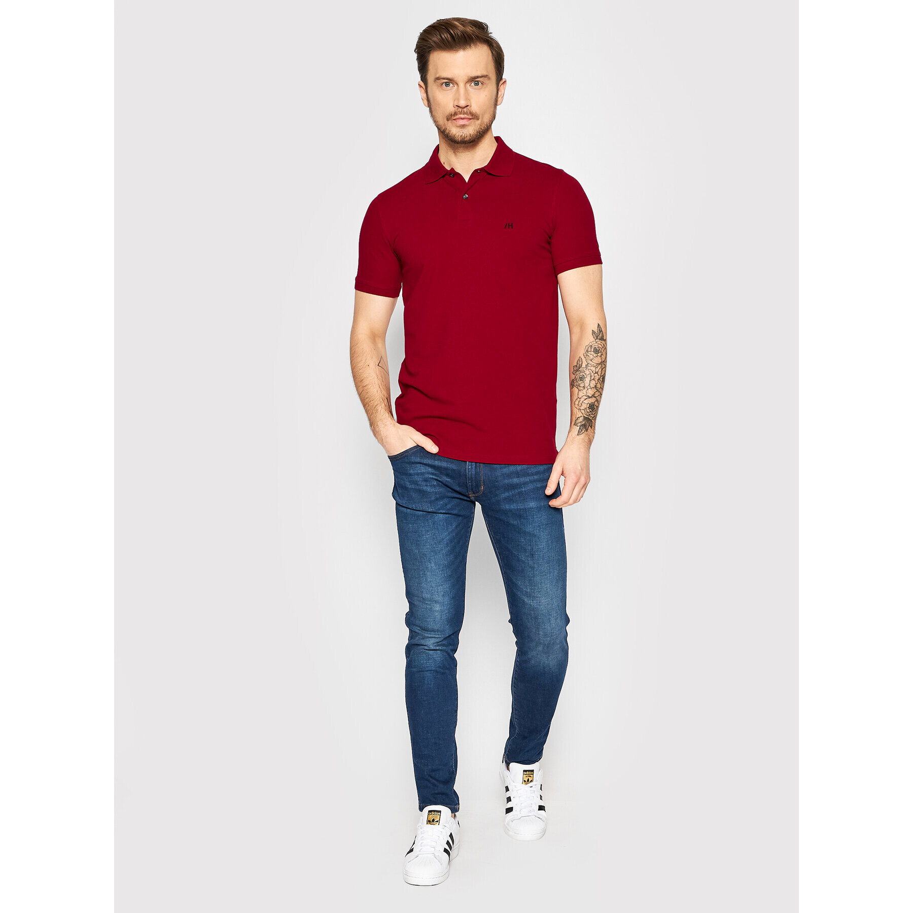 Selected Homme Тениска с яка и копчета Aze 16082840 Бордо Regular Fit - Pepit.bg