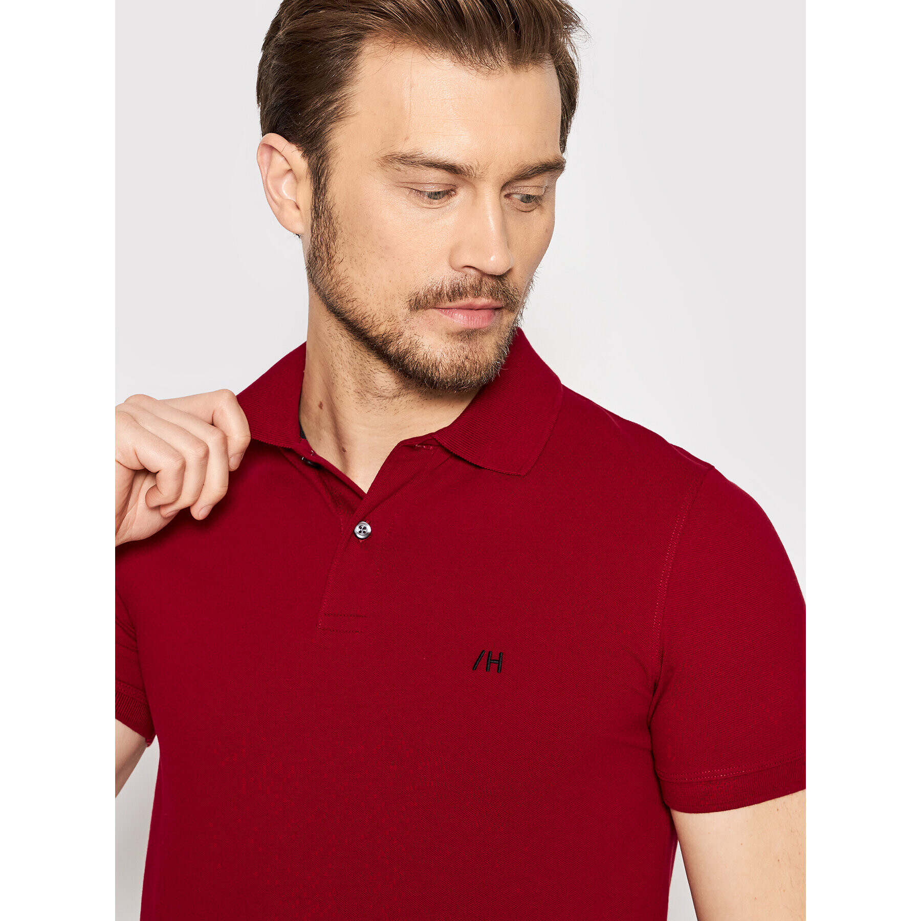 Selected Homme Тениска с яка и копчета Aze 16082840 Бордо Regular Fit - Pepit.bg