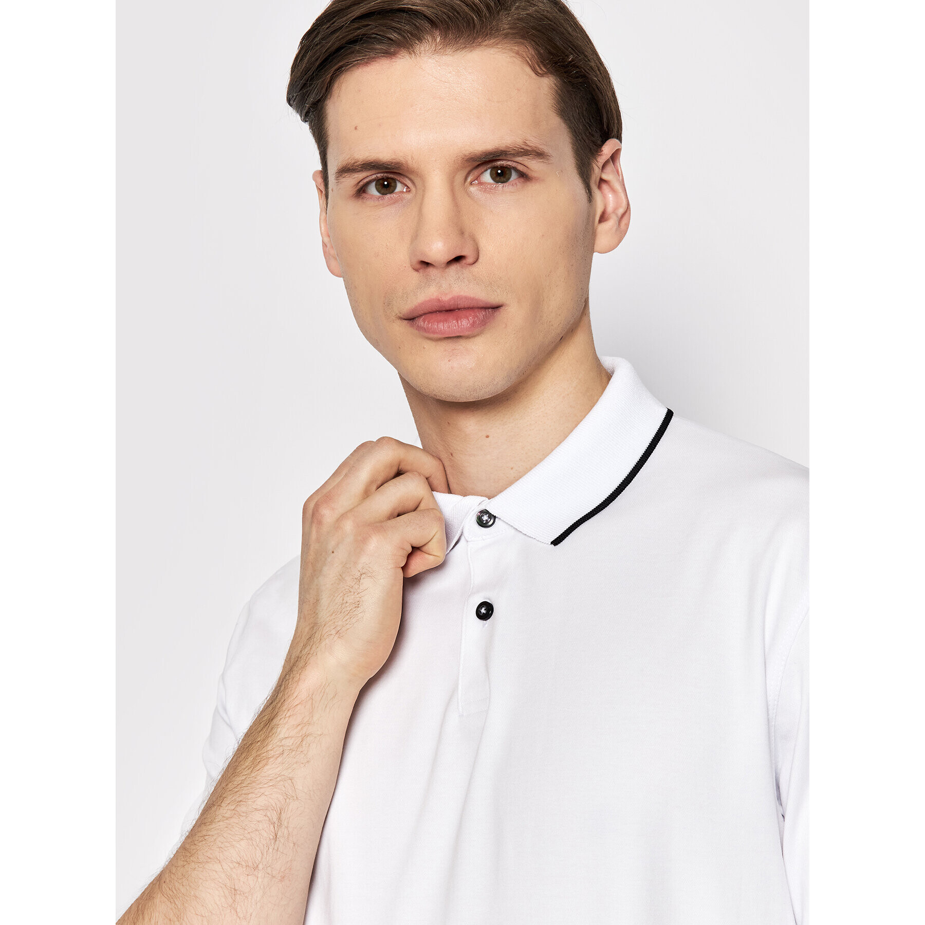 Selected Homme Тениска с яка и копчета Leroy 16082844 Бял Regular Fit - Pepit.bg