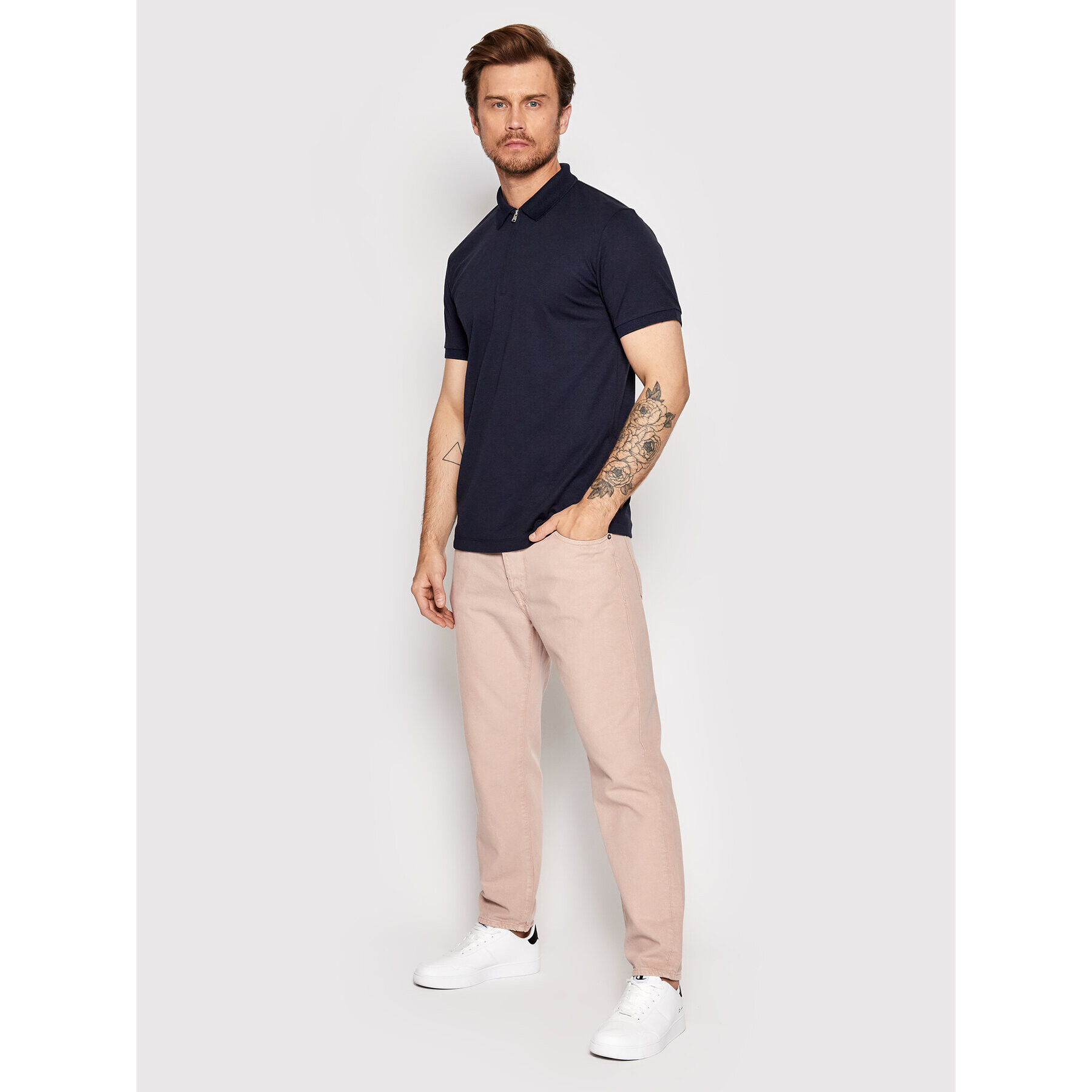 Selected Homme Тениска с яка и копчета Fave 16079026 Тъмносин Regular Fit - Pepit.bg