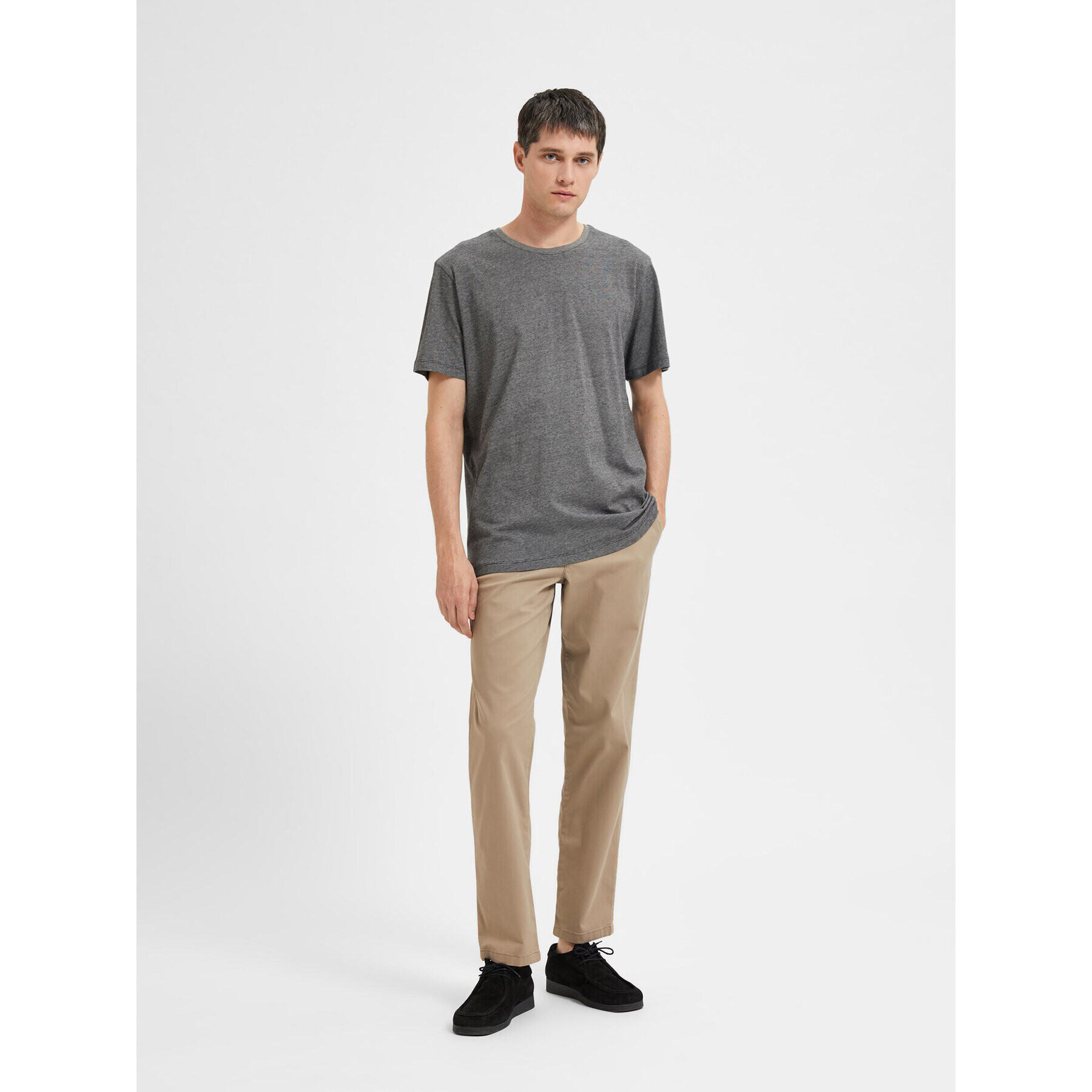 Selected Homme Тишърт 16087843 Сив Regular Fit - Pepit.bg