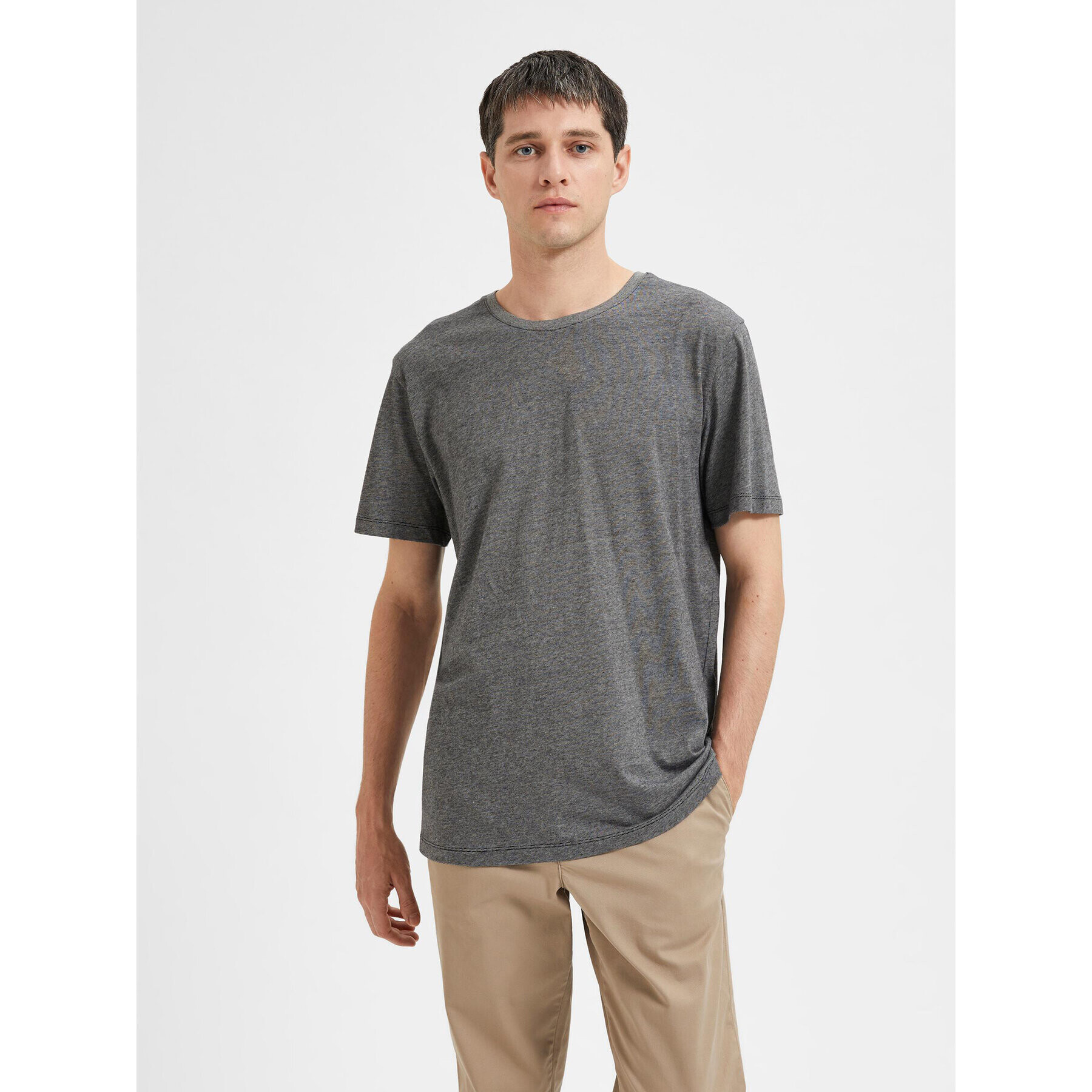 Selected Homme Тишърт 16087843 Сив Regular Fit - Pepit.bg
