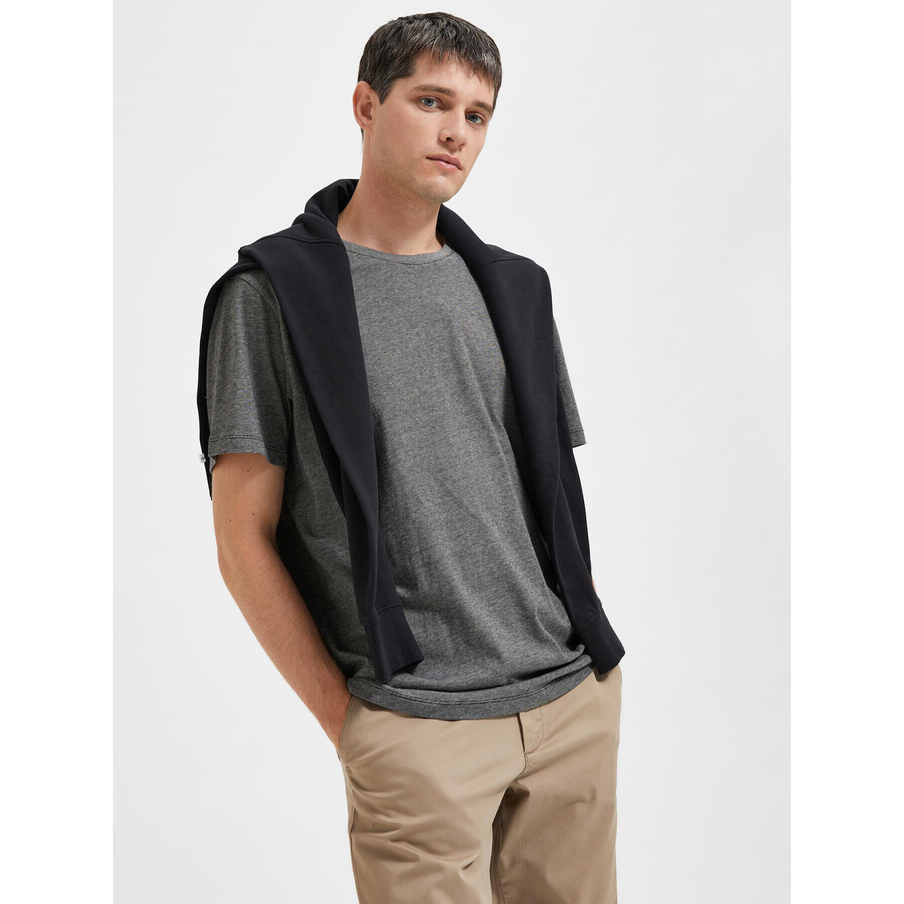 Selected Homme Тишърт 16087843 Сив Regular Fit - Pepit.bg