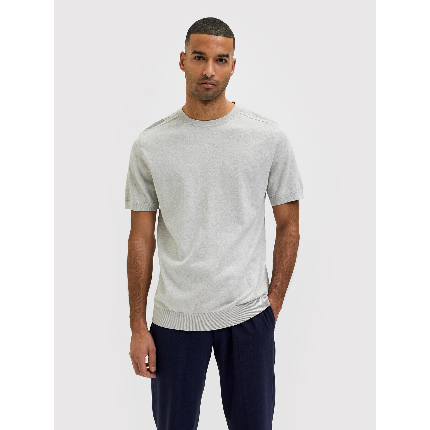 Selected Homme Тишърт Berg 16084196 Сив Regular Fit - Pepit.bg