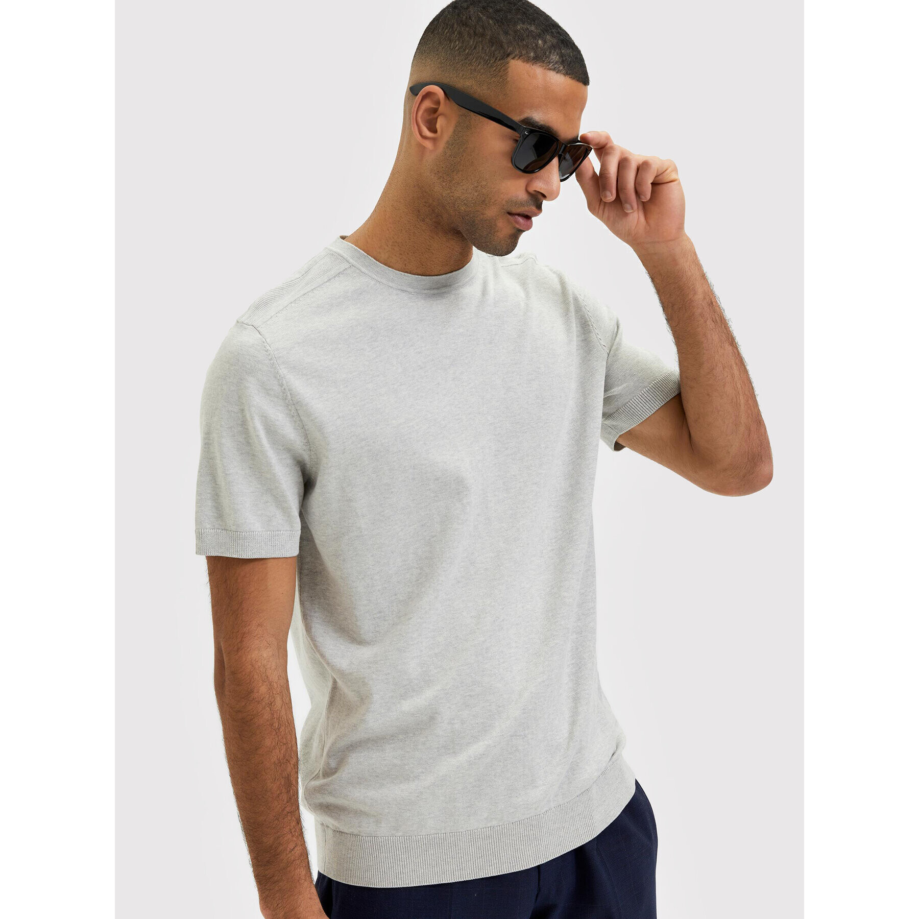 Selected Homme Тишърт Berg 16084196 Сив Regular Fit - Pepit.bg