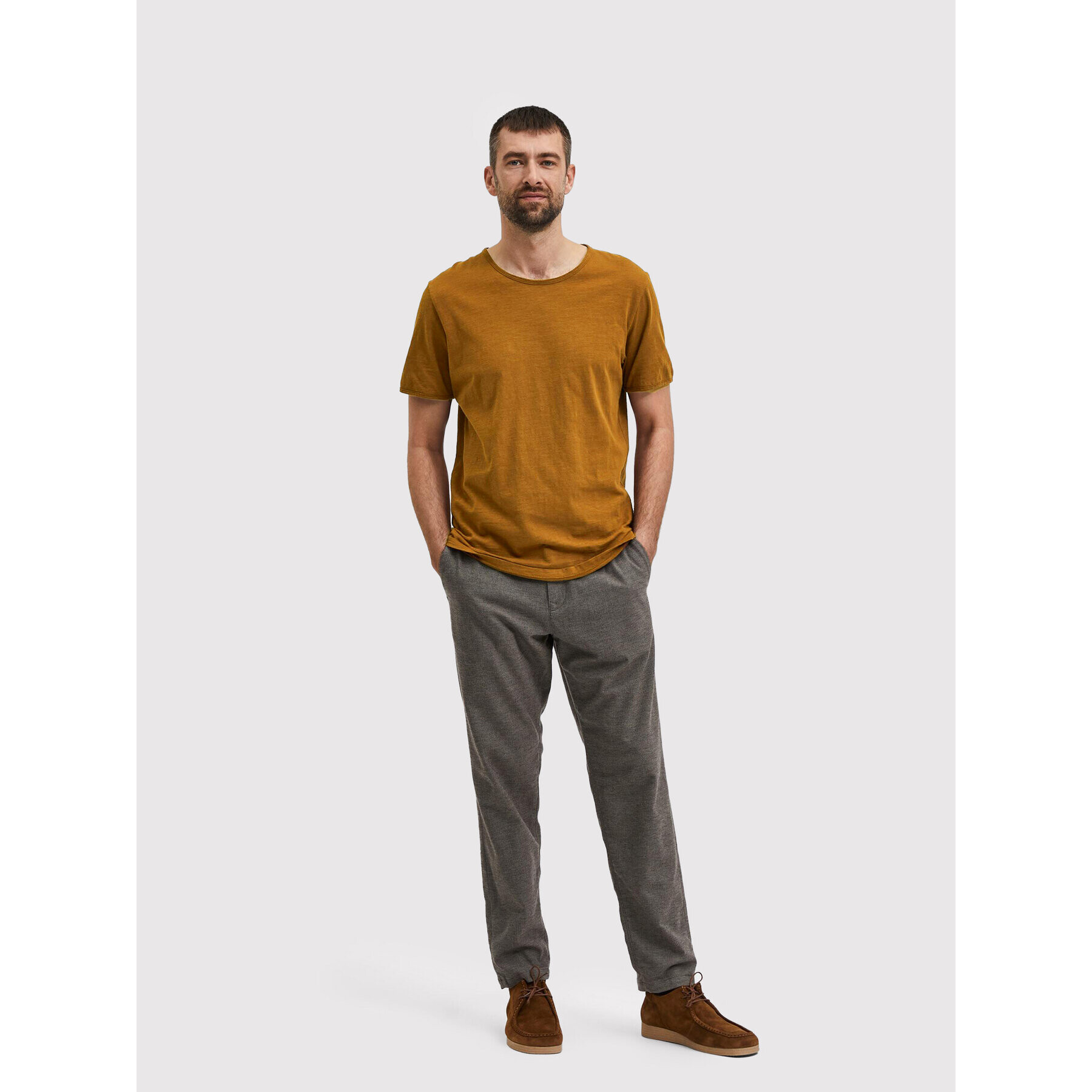 Selected Homme Тишърт Morgan 16071775 Кафяв Regular Fit - Pepit.bg