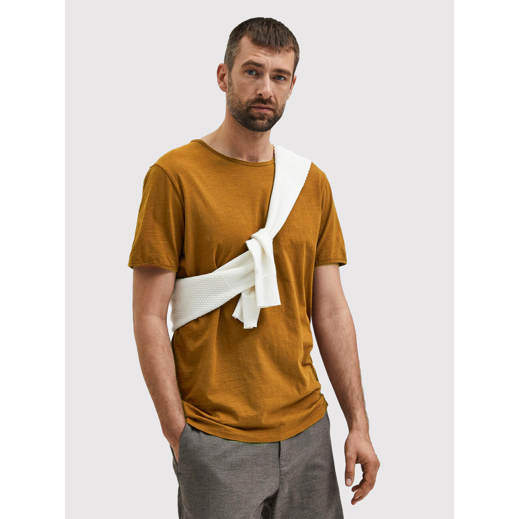 Selected Homme Тишърт Morgan 16071775 Кафяв Regular Fit - Pepit.bg