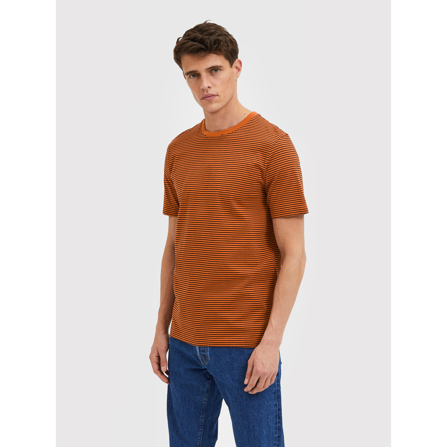 Selected Homme Тишърт Norman 16080129 Кафяв Regular Fit - Pepit.bg