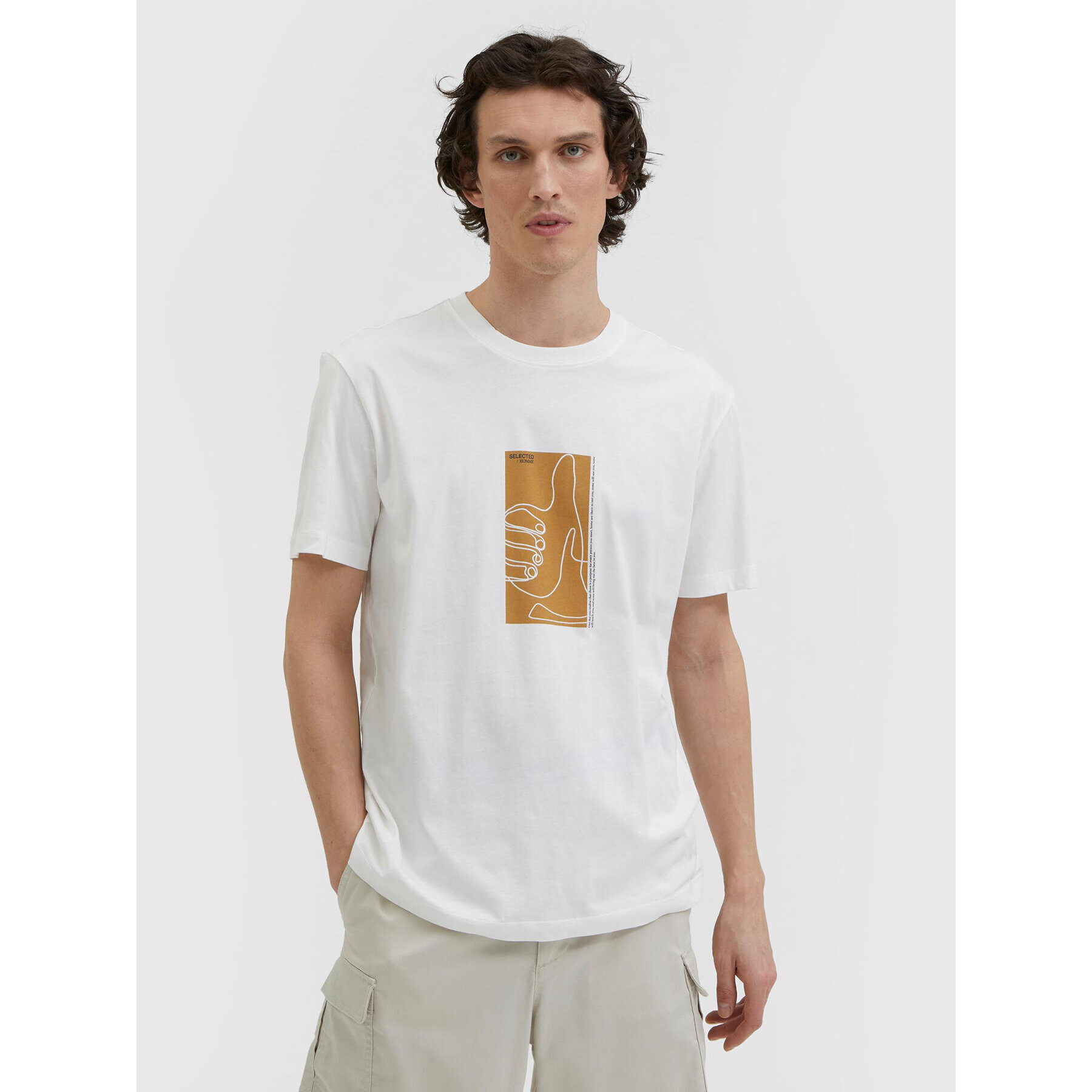 Selected Homme Тишърт Rob 16084688 Бял Relaxed Fit - Pepit.bg