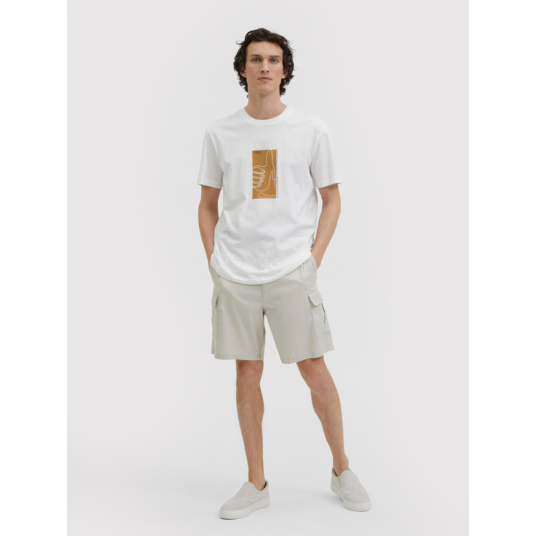 Selected Homme Тишърт Rob 16084688 Бял Relaxed Fit - Pepit.bg