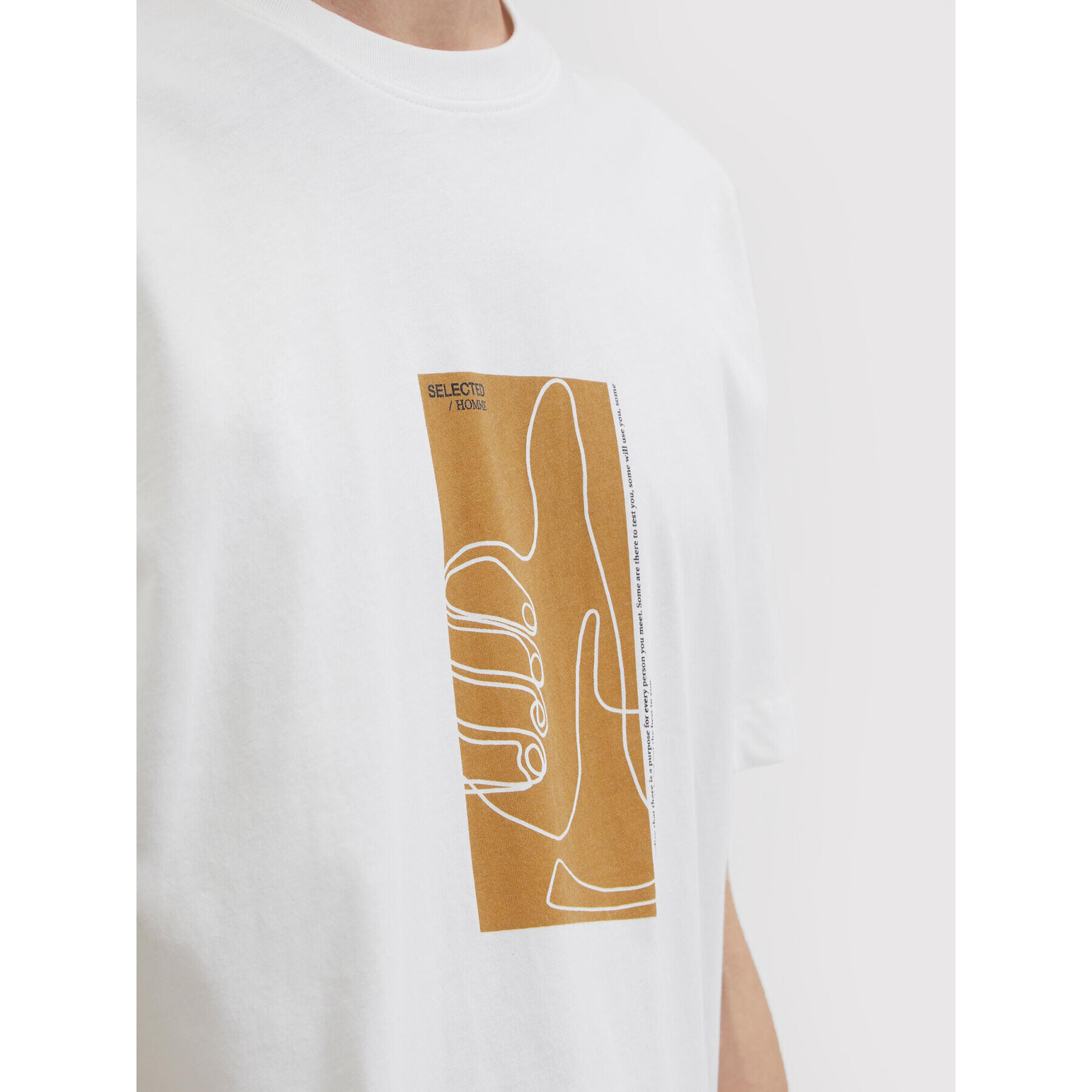 Selected Homme Тишърт Rob 16084688 Бял Relaxed Fit - Pepit.bg