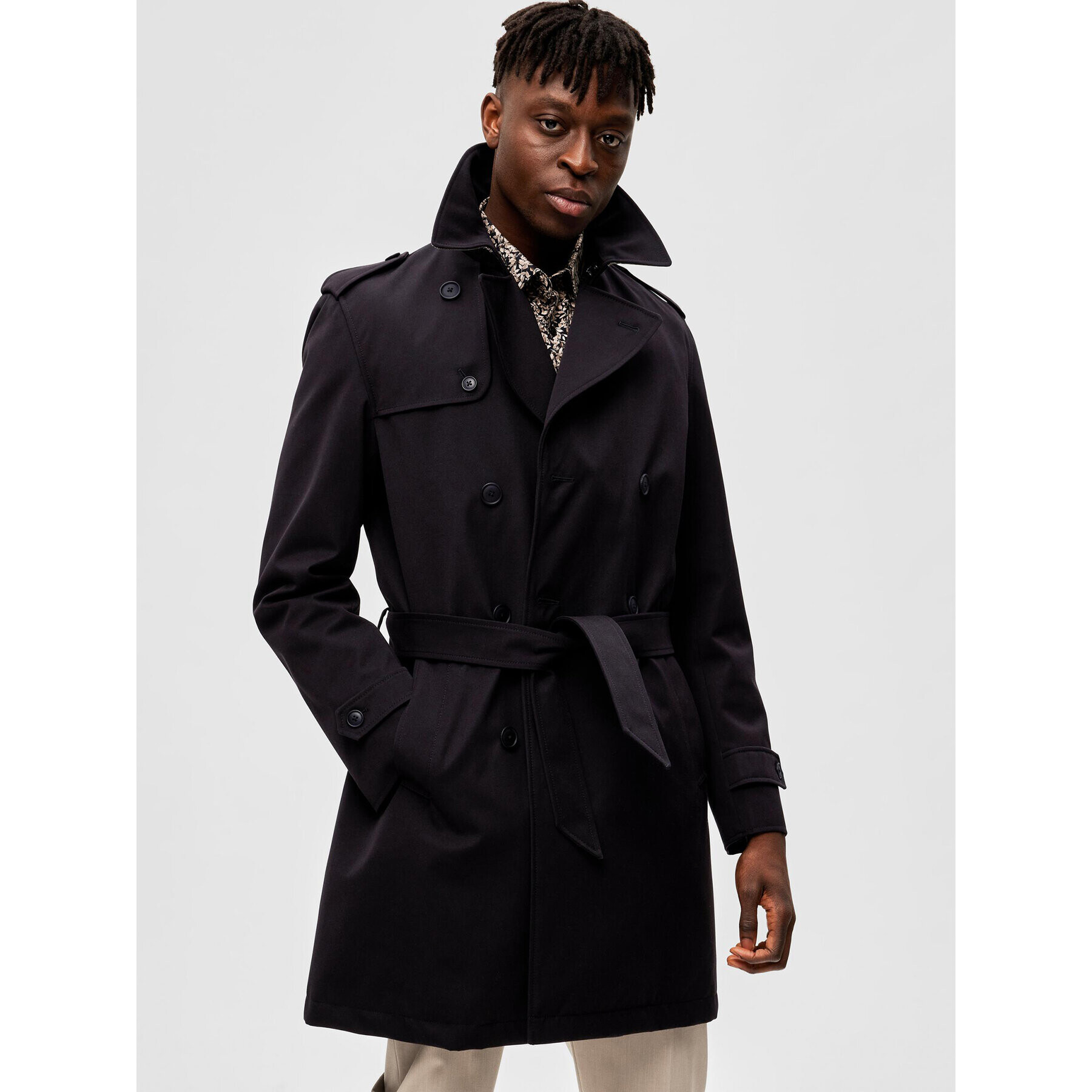 Selected Homme Тренч 16087902 Черен Regular Fit - Pepit.bg
